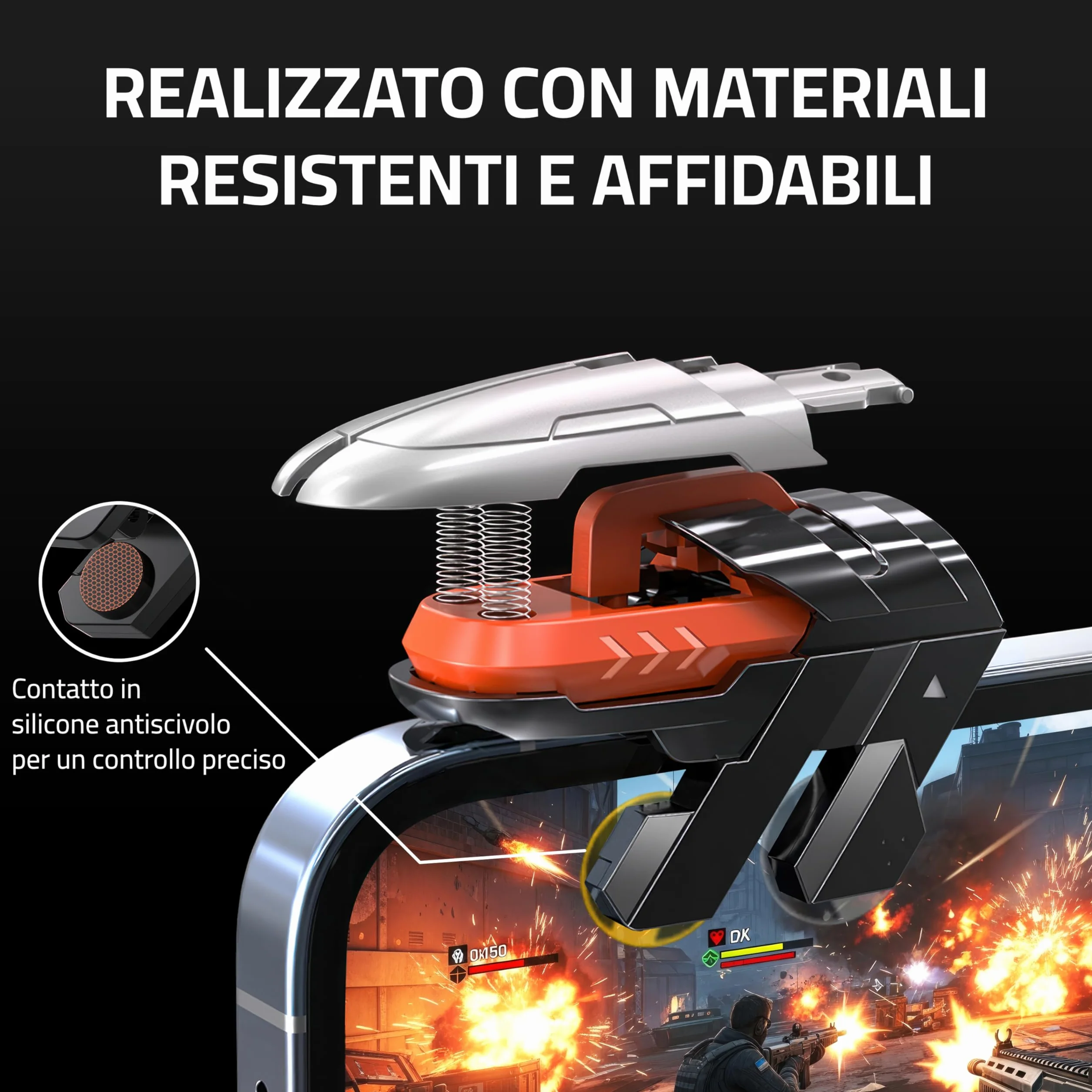 2x Trigger Mobile Gaming - Con 4 Pulsanti - Compatibile con PUBG Mobile & COD Mobile - Adatto per iPhone & Android - Joystick Smartphone Gaming - Accessori per Telefonini