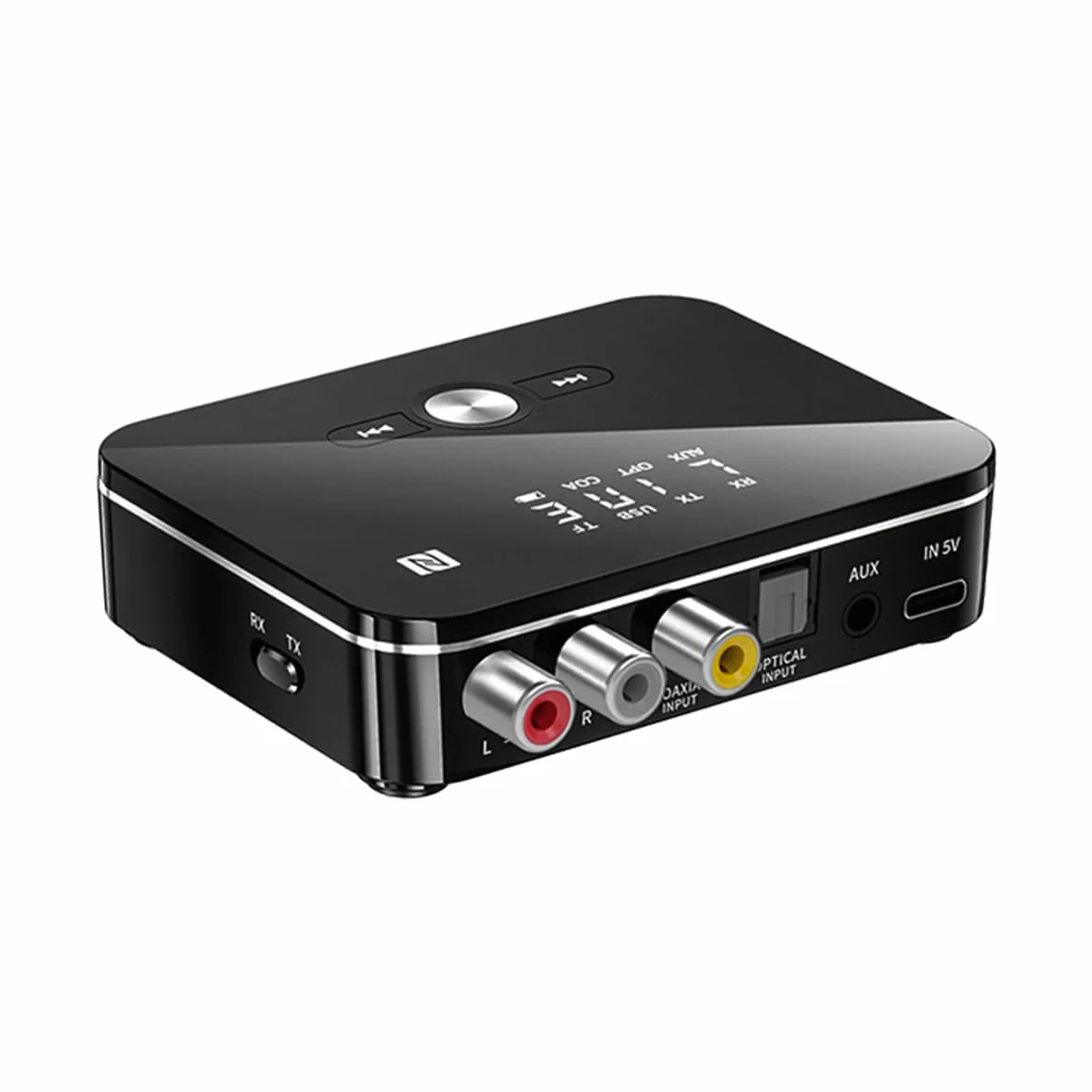 Adattatore Bluetooth 2 in 1 Trasmettitore Bluetooth 5.0 + Ricevitore Bluetooth Portatile e Ricaricabile Sei Interfacce AUX RCA Digitale Ottico/Coassiale USB/TF Supporto NFC con Telecomando