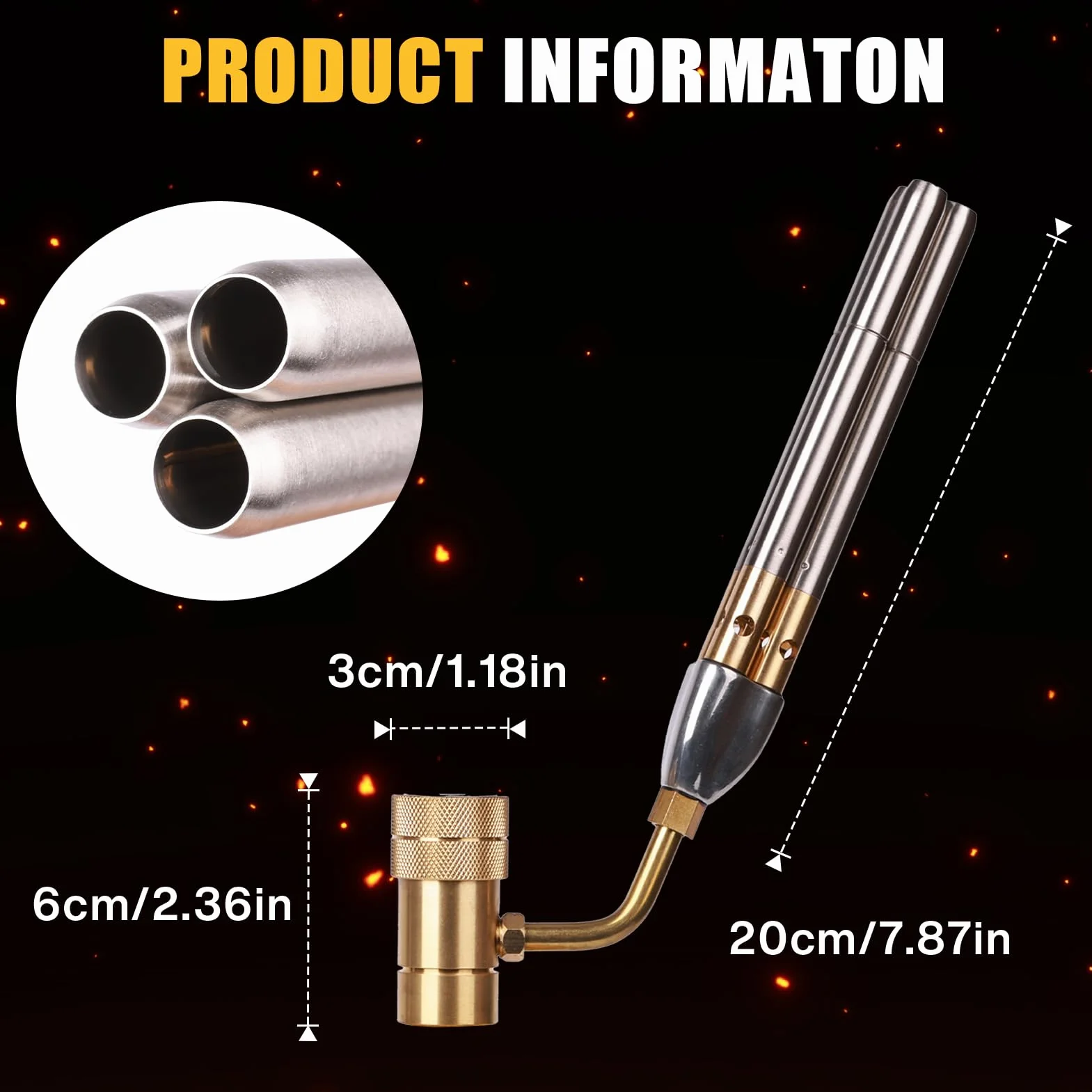 BLUEfire Torcia Turbo a getto a tripla fiamma Trigger Start Cucina Ricerca Saldatura a gas Carburante MAPP MAP Pro Propano Base stabilizzatrice libera