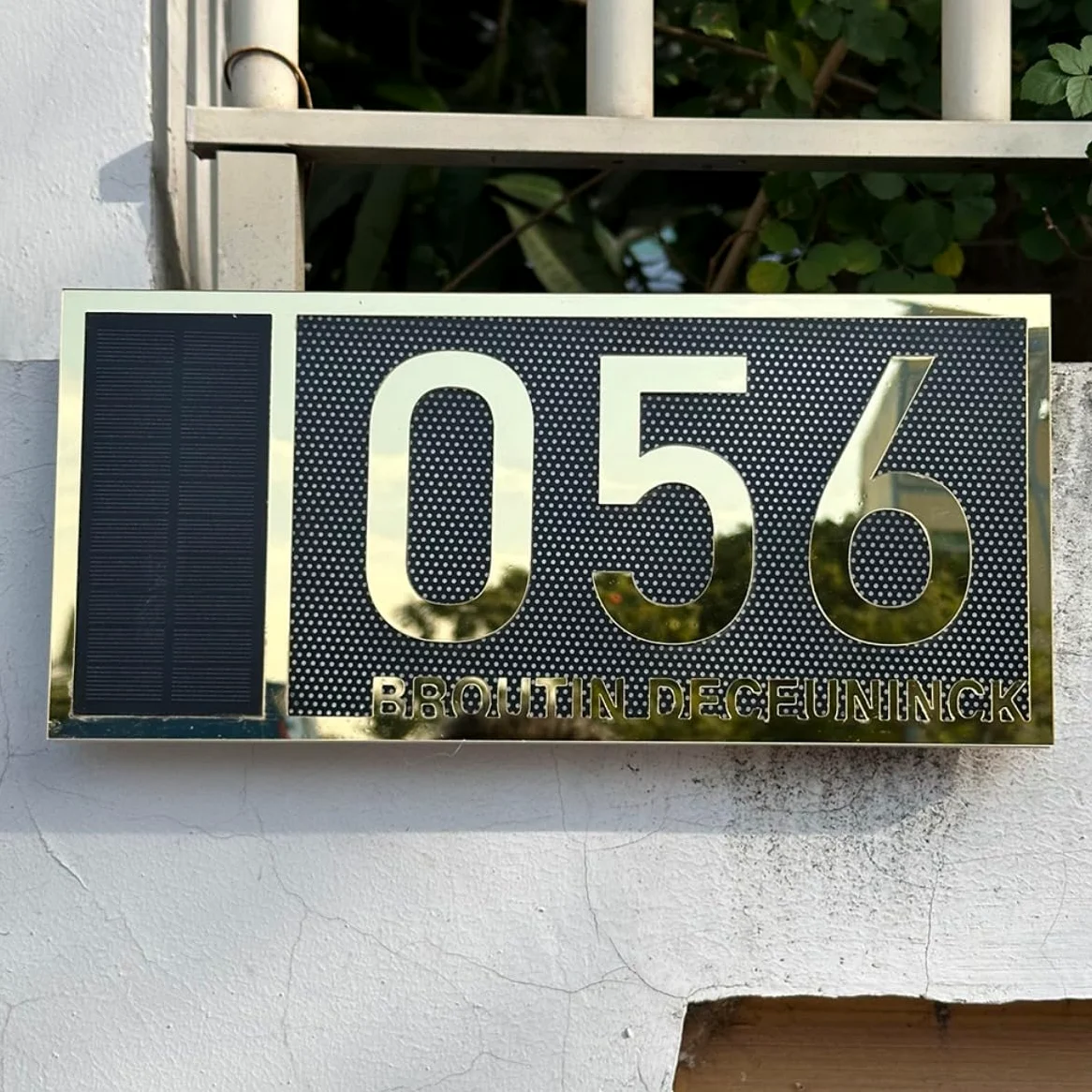 Numero civico personalizzato con luce solare,Segnaletica solare personalizzata per case,decorazione da parete personalizzata (oro)