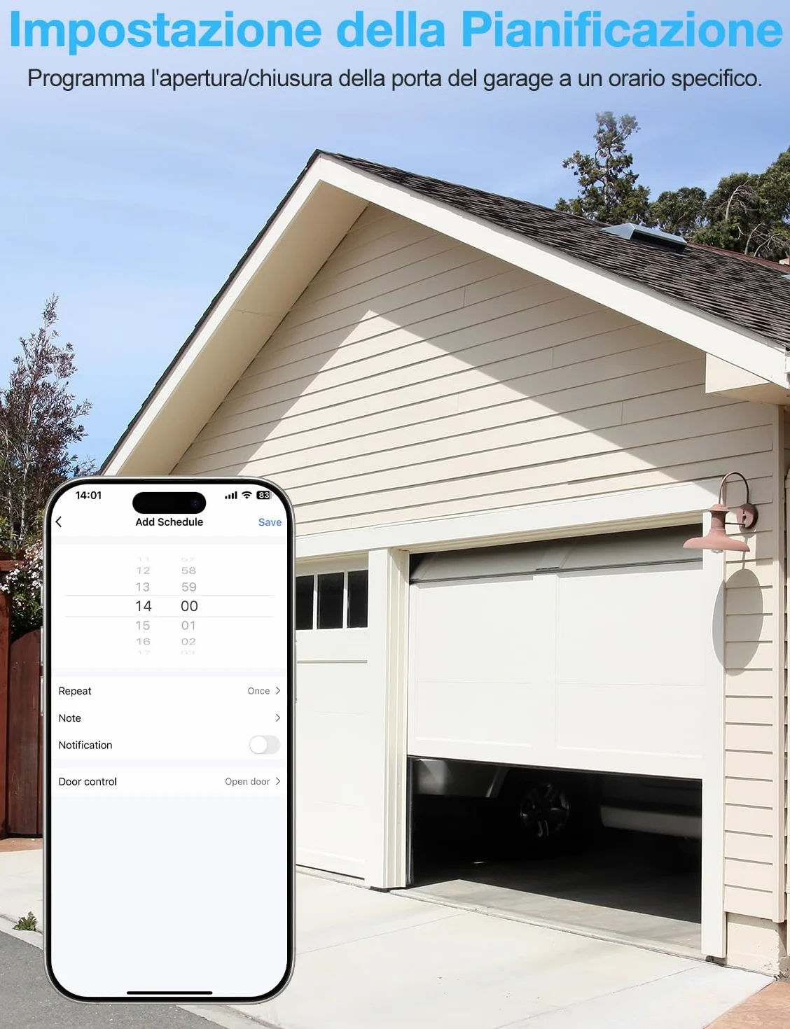 Maxcio Apriporta WiFi Garage Door Opener, Intelligente Compatibile con Alexa/Google Home, APP Controllo Remoto, AC/DC