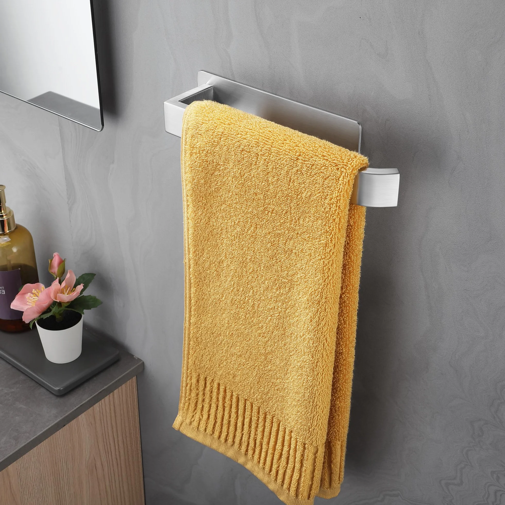 ALOCEO Porta Asciugamani Bagno Adesivo Acciaio Inox Argento 24 cm
