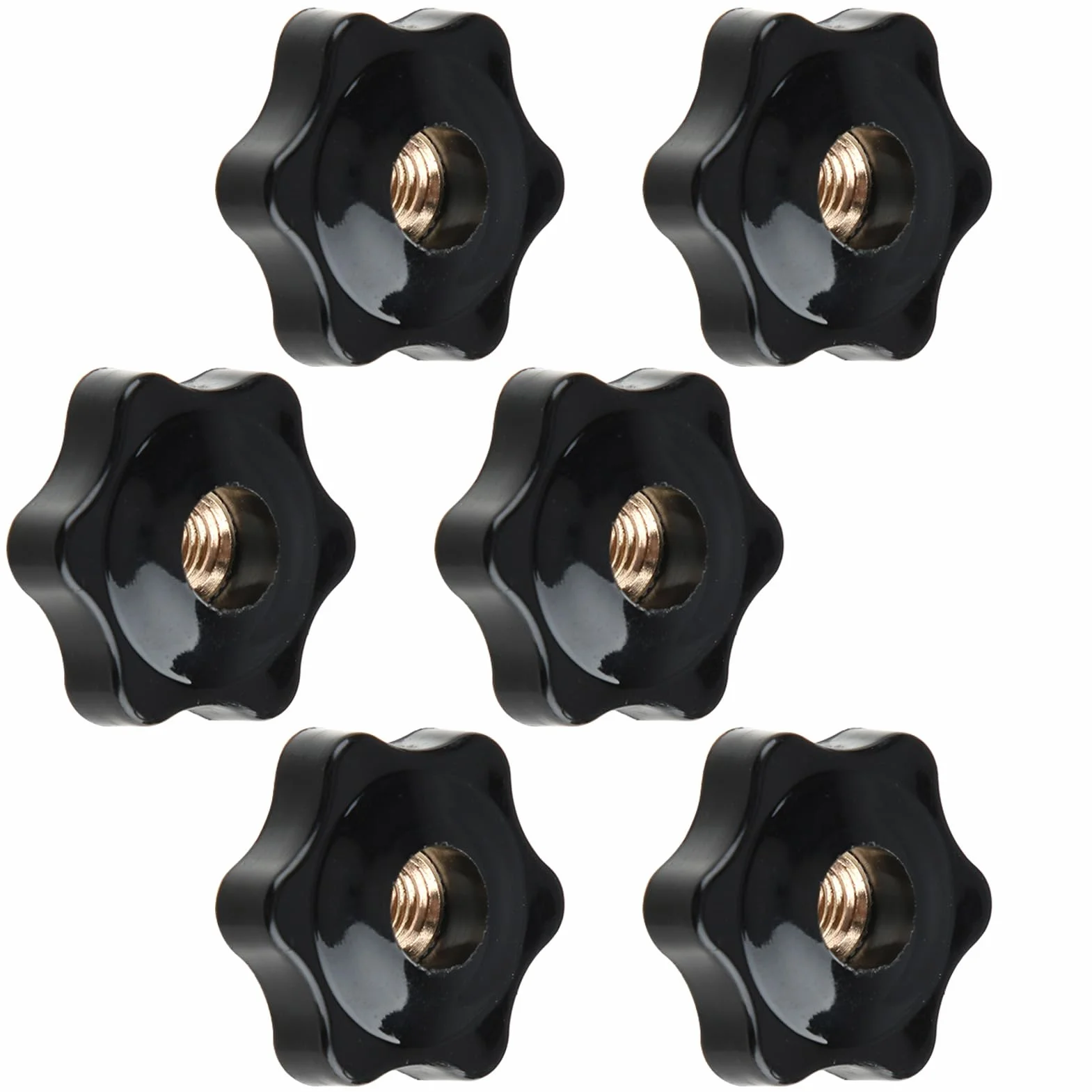 M8 Dado a Manopola a Stella Plastica Nera Vite Pomelli Filettati 6 Pezzi