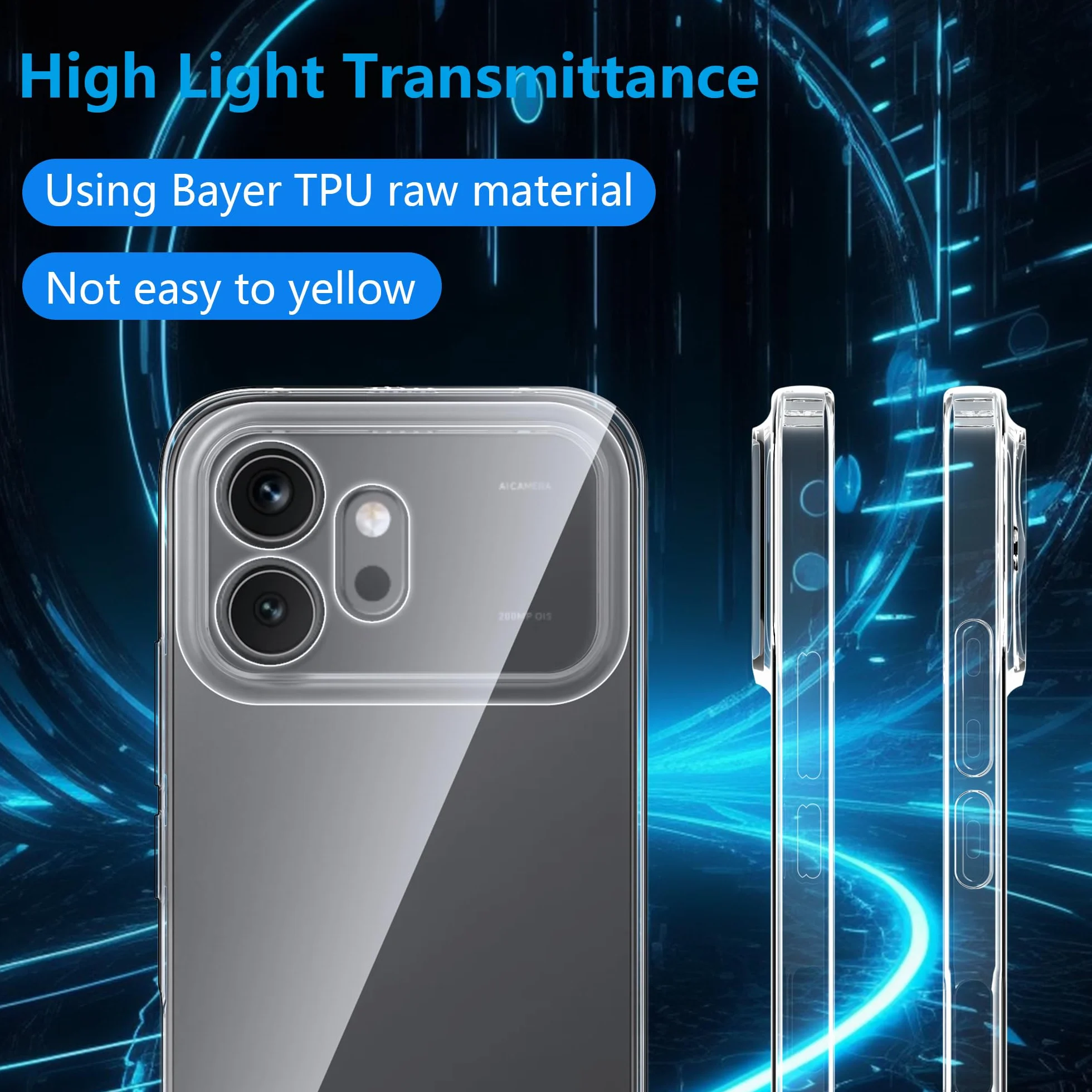 FDHYFGDY Cover per Honor 600 5G Custodia per Telefono, Anti-ingiallimento Antiurto Trasparente con Custodia Protettiva, Ultra Sottile Morbido in TPU Custodia Protettiva