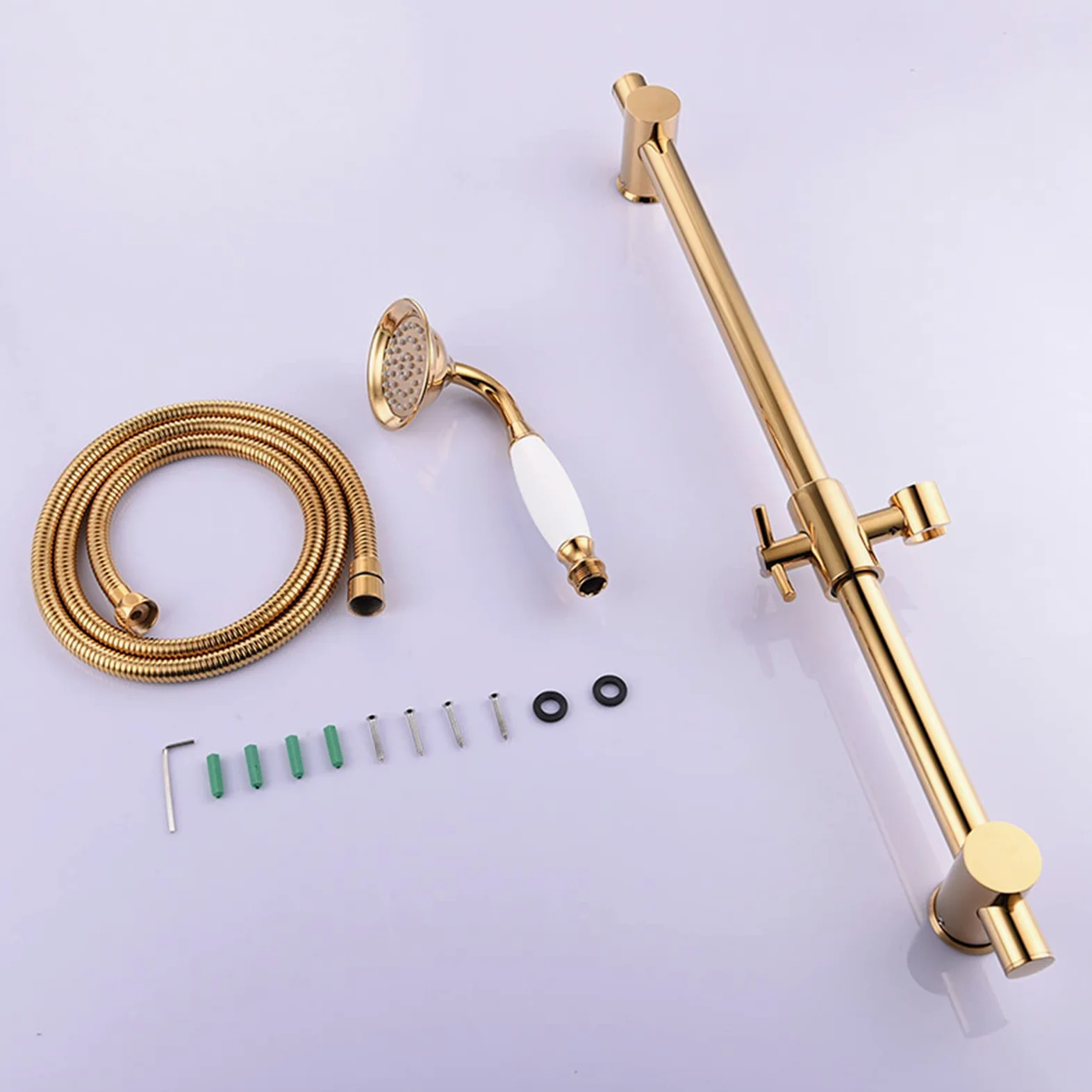 Soffione Doccia Portatile, Soffione Doccia Con Filtro in Ottone Soffione Doccia Ad Alta Pressione Portatile Con Flessibile E Supporto Doccia in Acciaio Inossidabile Da 1,5 M, Installazione Facile
