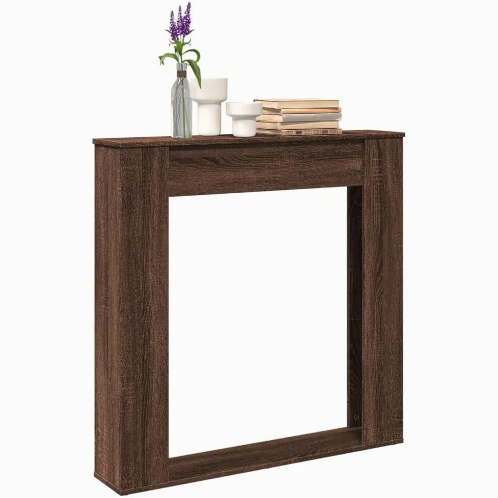 Rantry Arredo Cornice per Camino Rovere Marrone 100x20x100 cm in Truciolato, Mobilia Cornice Camino, Camino da Pavimento con Cornice e Bruciatore, Accessori Camino, Cornice Legno