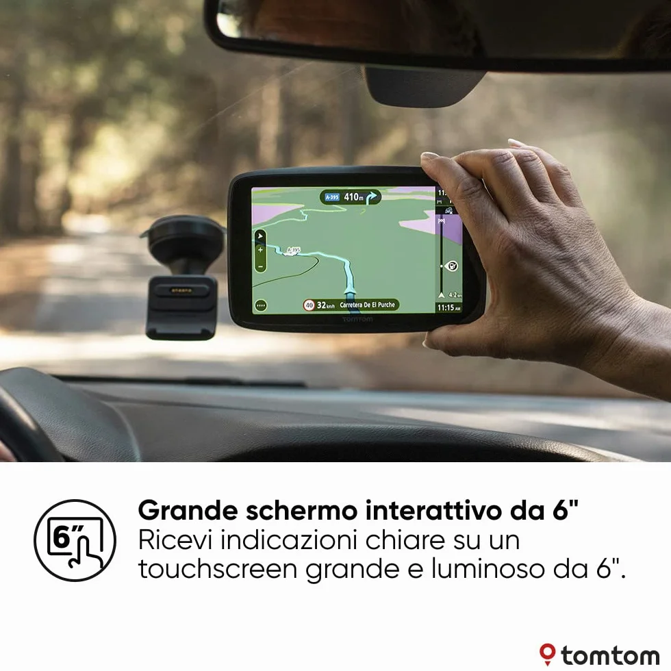 Navigatore per automobili TomTom GO Navigator (6 pollici, informazioni sul traffico in tempo reale e Avvisi su Tutor e Autovelox di prova, Mappe del mondo, aggiornamenti tramite WiFi)