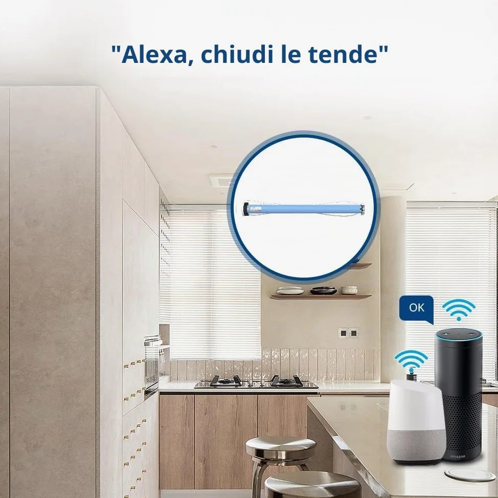 zemismart WiFi Motorizzato Tende a Rullo Motore per Tubo da 38 MM 2Nm Motore Tubolare per Otturatore Max 10 KG Blind Smart Life/Timer APP Tuya,Controllo Vocale Alexa Echo Telecomando (10)