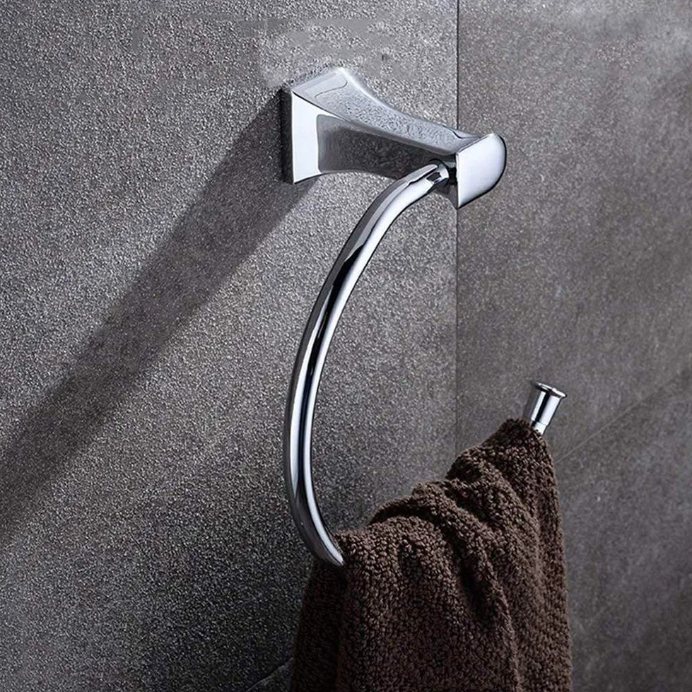 Portasciugamani Portasciugamani Portaoggetti da Bagno Lega Barra cromata Anello Impermeabile Appeso a Parete Hardware Pendente Asciugamano Appeso 20 cm