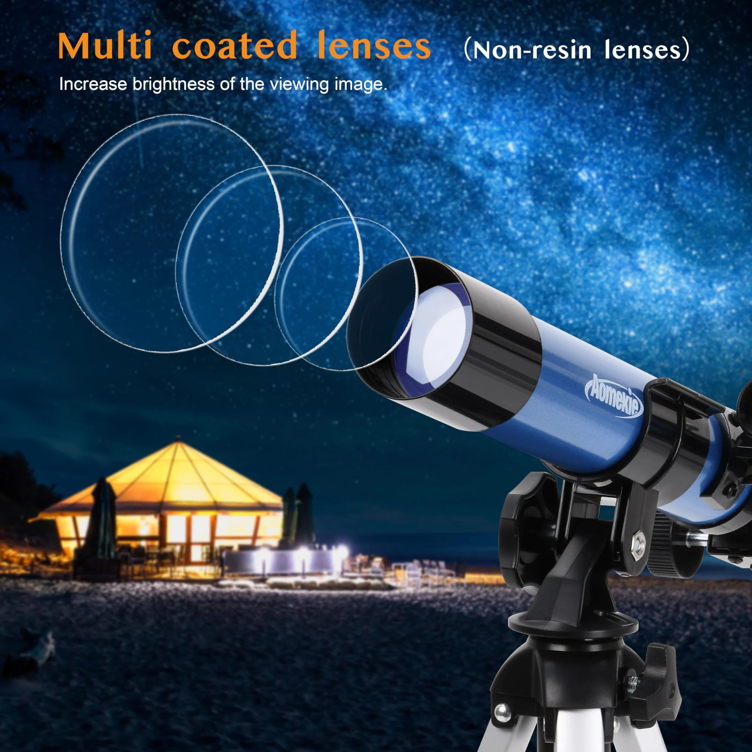 AOMEKIE Telescopio per Bambini con un Treppiede Mirino e Bussola Come Regalo Telescopio Rifrattore per Regali di Natale