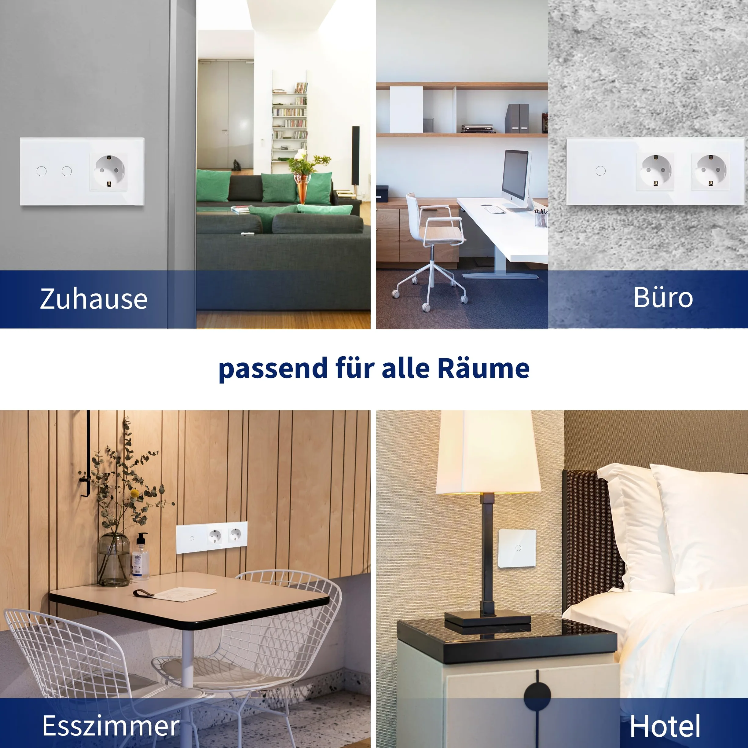 PULSAR Set di 2 interruttori per tapparelle Wi-Fi, compatibili con Alexa, Google Home, vetro bianco, interruttore per tapparelle WiFi Smart da incasso, 1 volto, interruttore per tapparelle WiFi Touch
