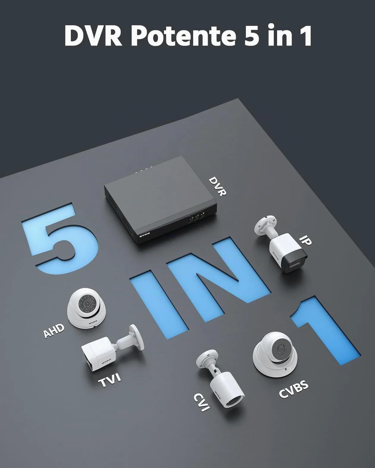 ANNKE 3K Lite 8CH DVR con 4x 1080P Visione Notturna a Colori Telecamere Kit | DVR 8 Canali con Riconoscimento Persone/Veicoli,4x 2MP Telecamera Analogica Kit Videosorveglianza Esterno,Accesso Remoto,IP67