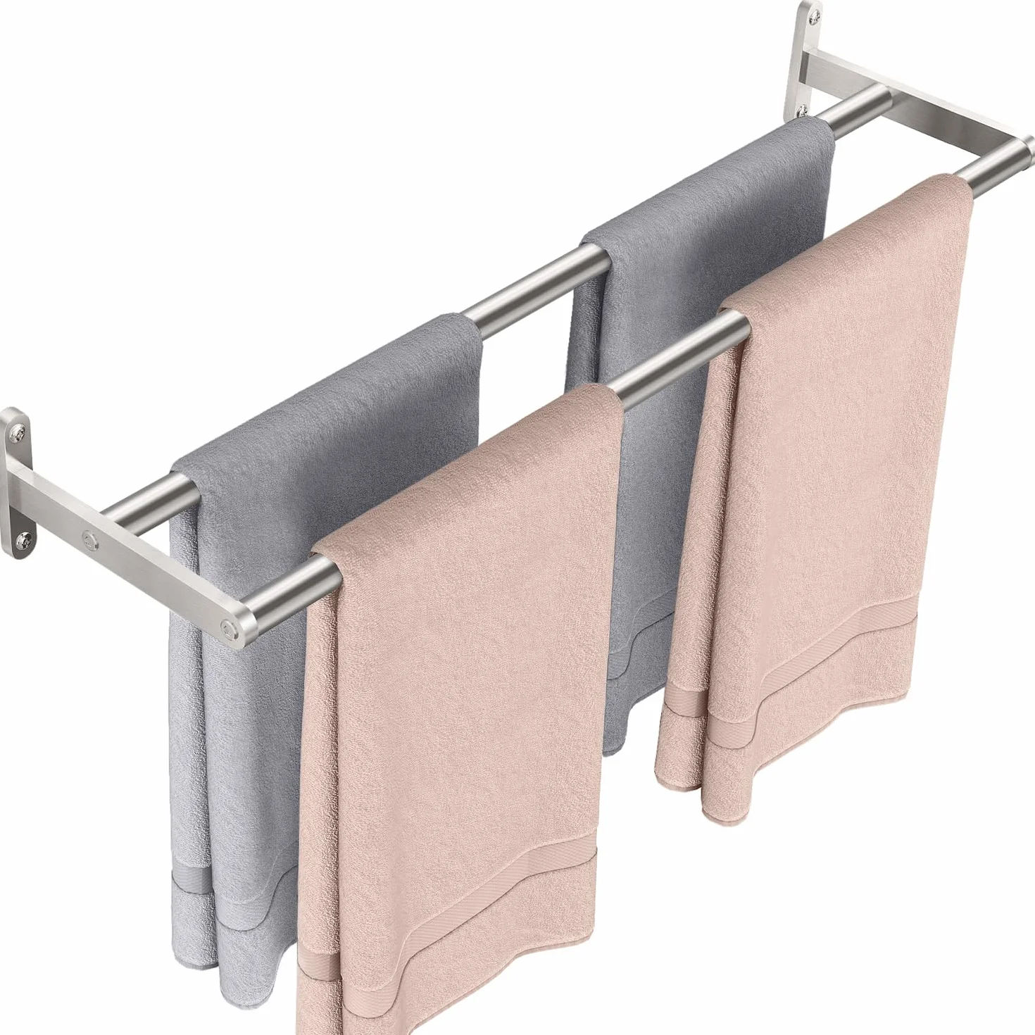 YUMORE Porta Asciugamani Doppio 60CM Acciaio Inox 2 Braccio per Bagno