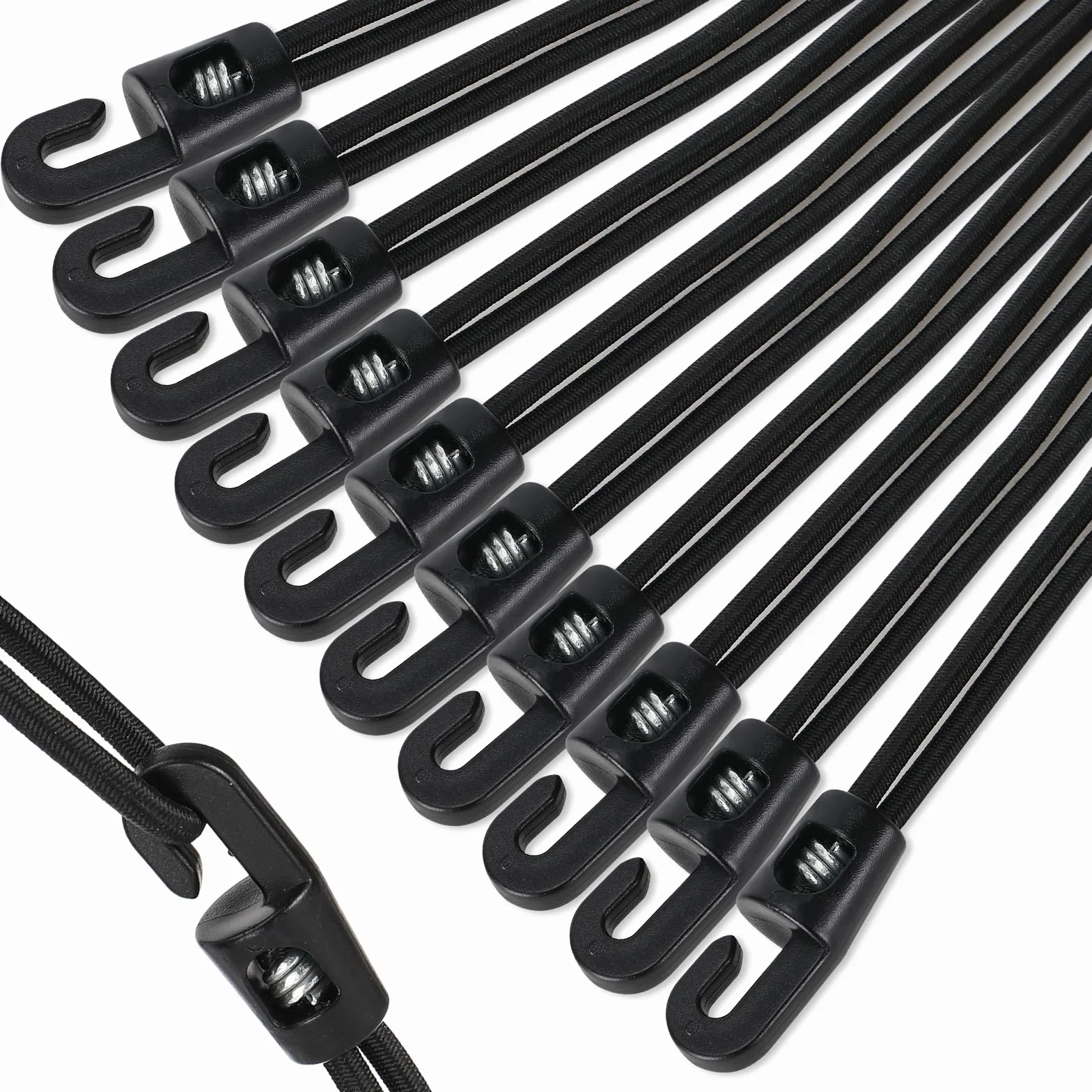 Farerkass elastici con ganci 25 pezzi, Elastiche con gancio 25 cm, tenditore in gomma Corda Elastica, elastiche per teloni, uso esterno, bagagli e bagagli, campeggio