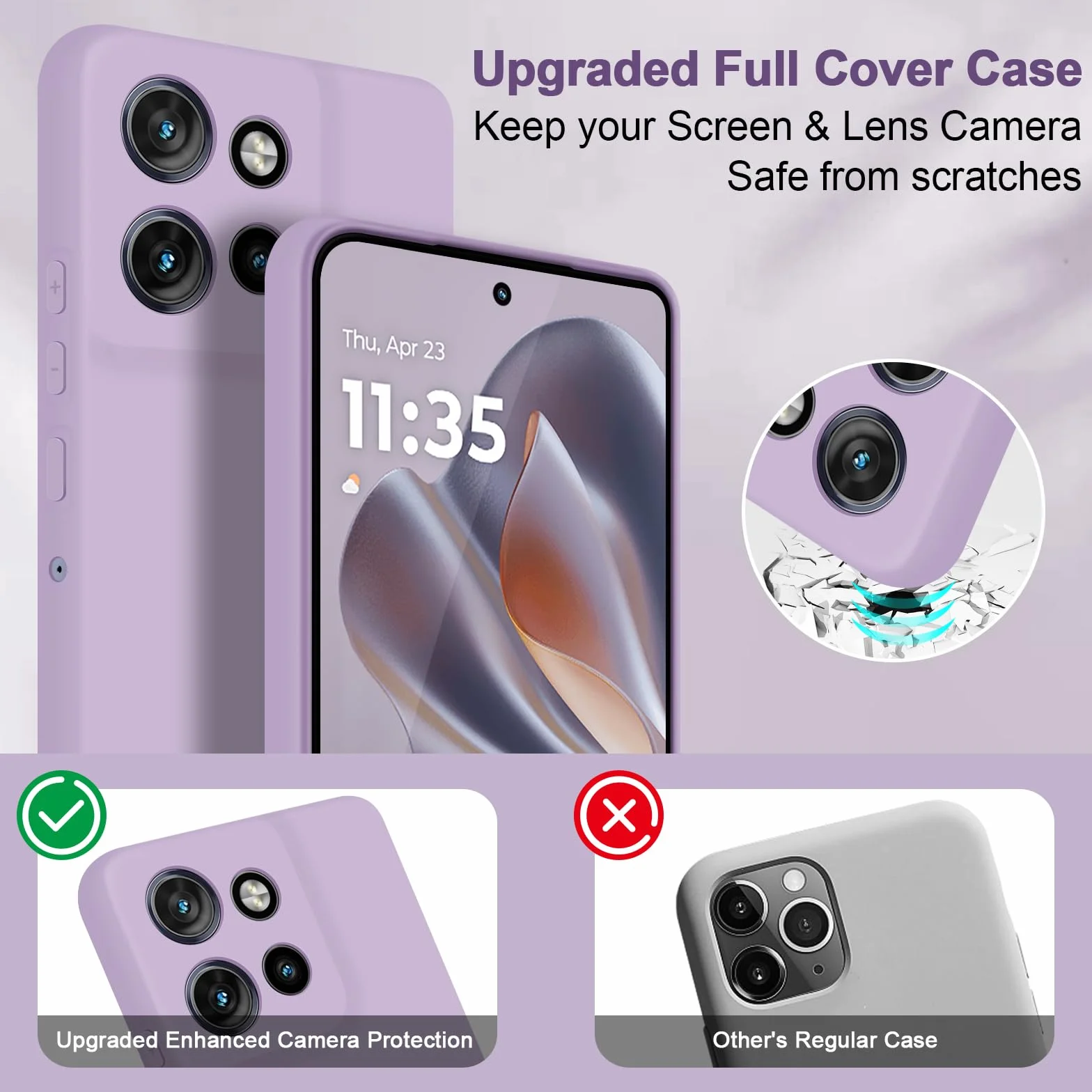 Cover per Motorola Edge 50 Neo, Custodia Antiurto Case Sottile in Silicone TPU con Fodera in Microfibra e Protezione della Fotocamera -Viola Chiaro