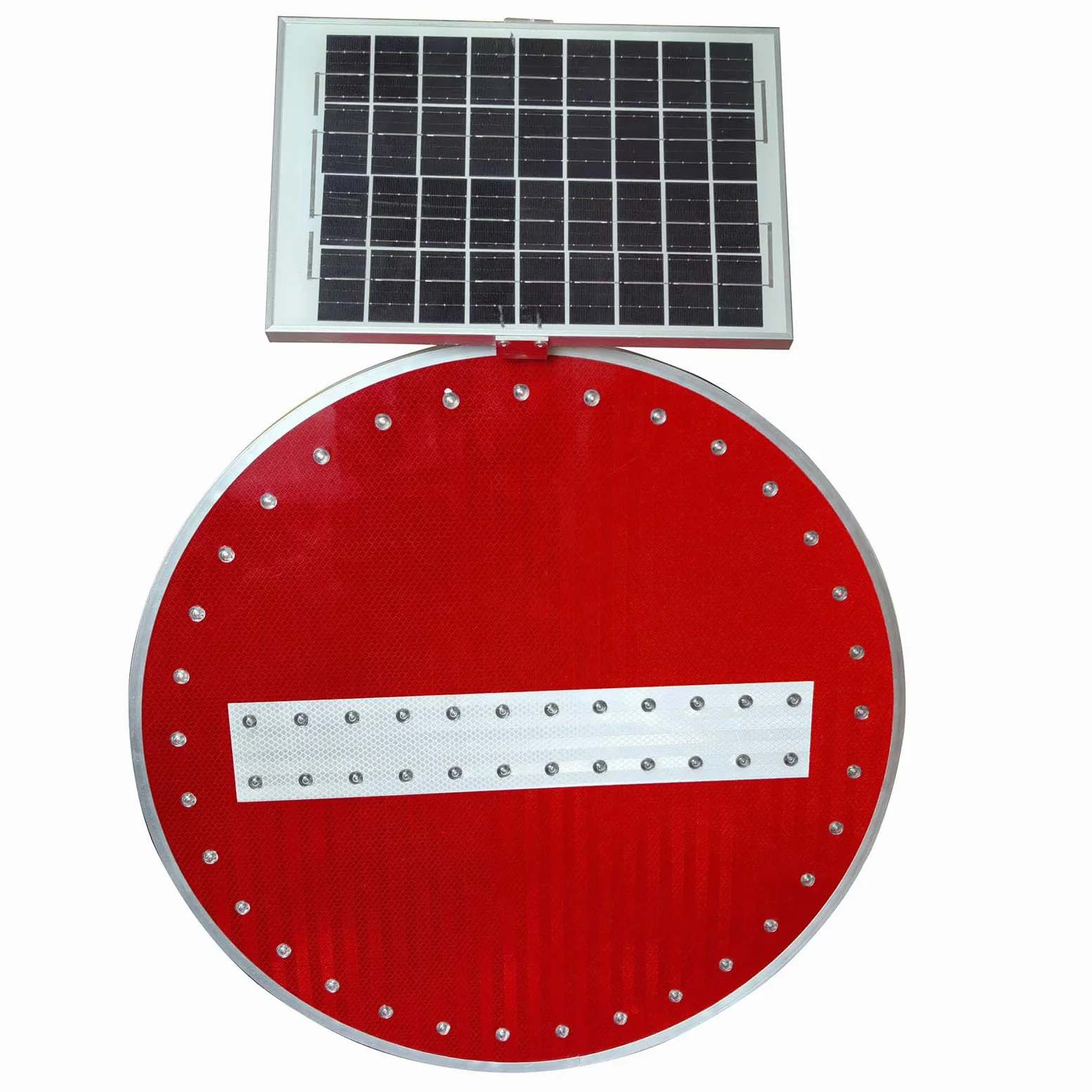 Segnaletica di sicurezza solare - Divieto di accesso, 60 cm/76 cm alluminio segnaletica stradale di divieto di accesso, materiale riflettente di qualità professionale (Rosso, 60cm)