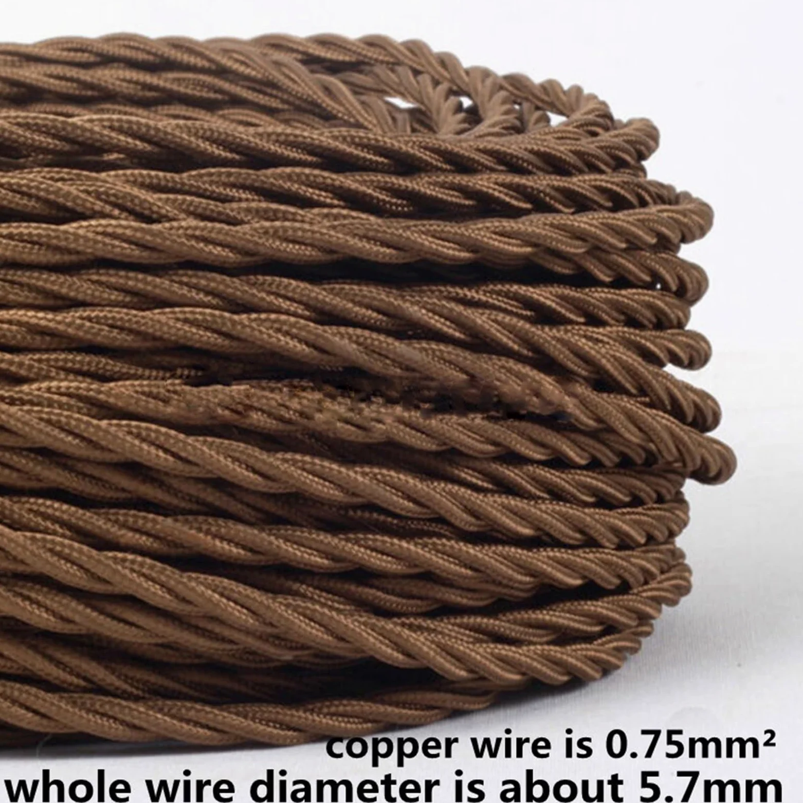 filo tessile intrecciato, Filo elettrico in rame rivestito in tessuto 2x0,75 mm, 250 V(Linen,8Meter)