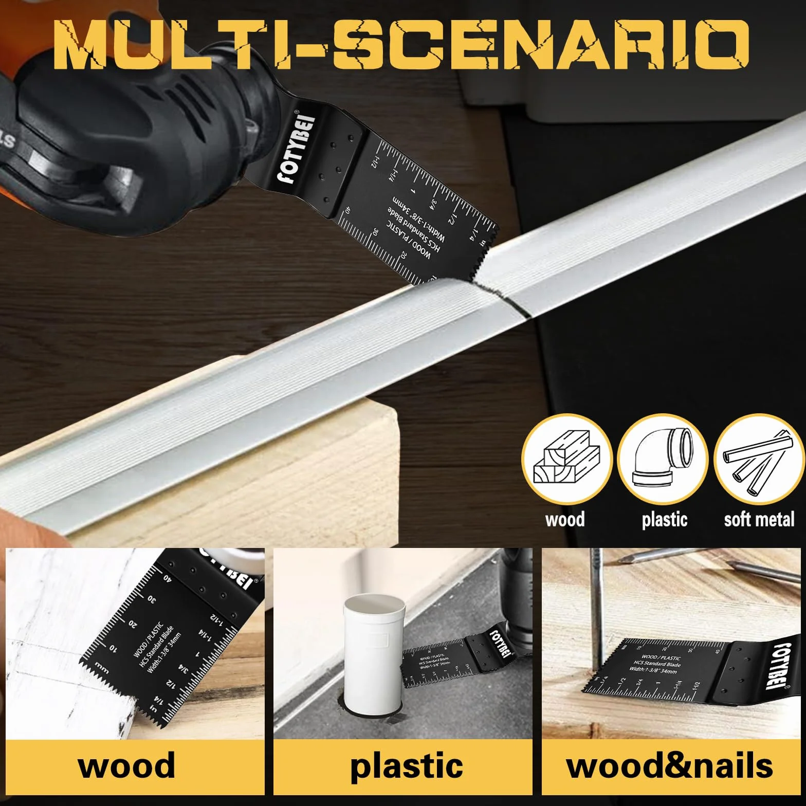 Set di Lame Utensile Multifunzione Oscillante 35 pezzi Legno Plastica Metallo Accessori Utensile Multifunzione Oscillanti Compatibile con Dewalt Makita Ryobi Parkside Black&Decker e altro ancora