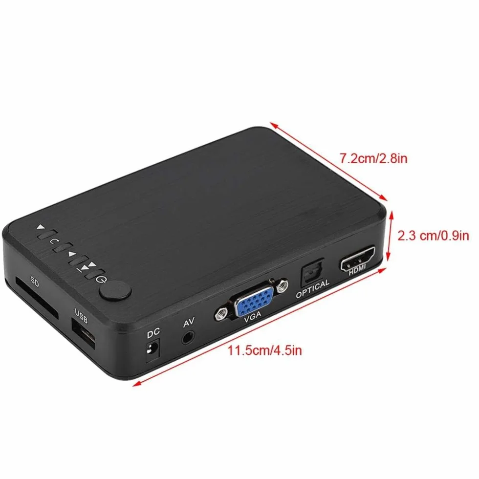 Lettore multimediale 1080P, 1080P HD TV Lettore multimediale audio e video 110 V-240 V con telecomando IR per RM/RMVB/AVI, unità USB e schede SD(VDE,EU Plug)