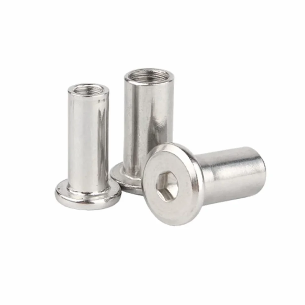 Inserti filettati M6 x 30 mm in acciaio inox 304 testa piatta dado rivetto 5 pezzi