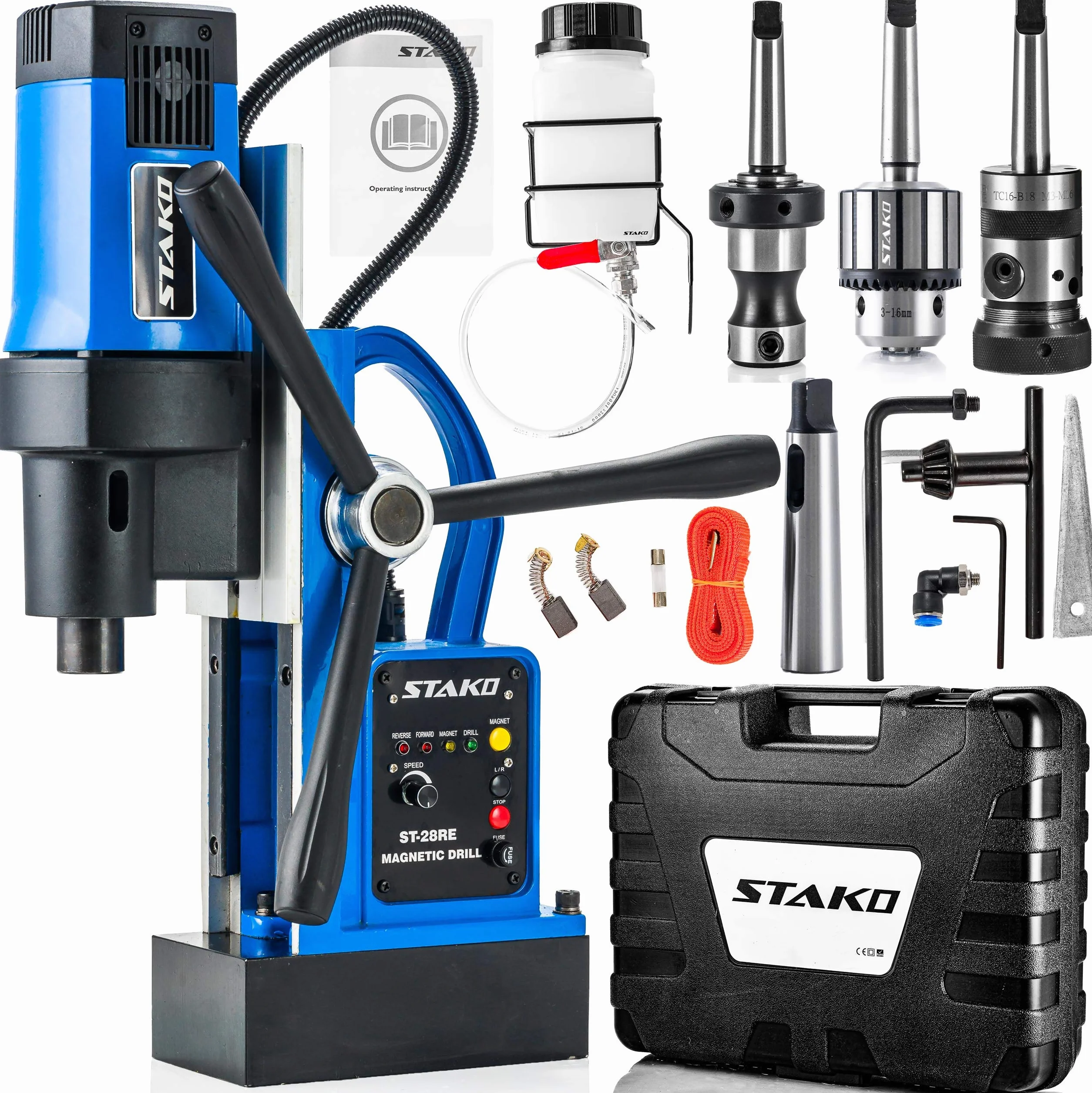 STAKO Trapano magnetico 1800 W ST-28RE Max.Ø80 mm Forza magnetica 16500N Weldon 19 mm mandrino 3-16 mm