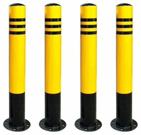 Generico Confezione da 4 paletti di delimitazione Stradale Riflettenti - Dissuasori in Acciaio Resistenti da 110 cm per prevenire ostruzioni di parcheggi e Passi carrabili - Soluzioni di Sicurezza st