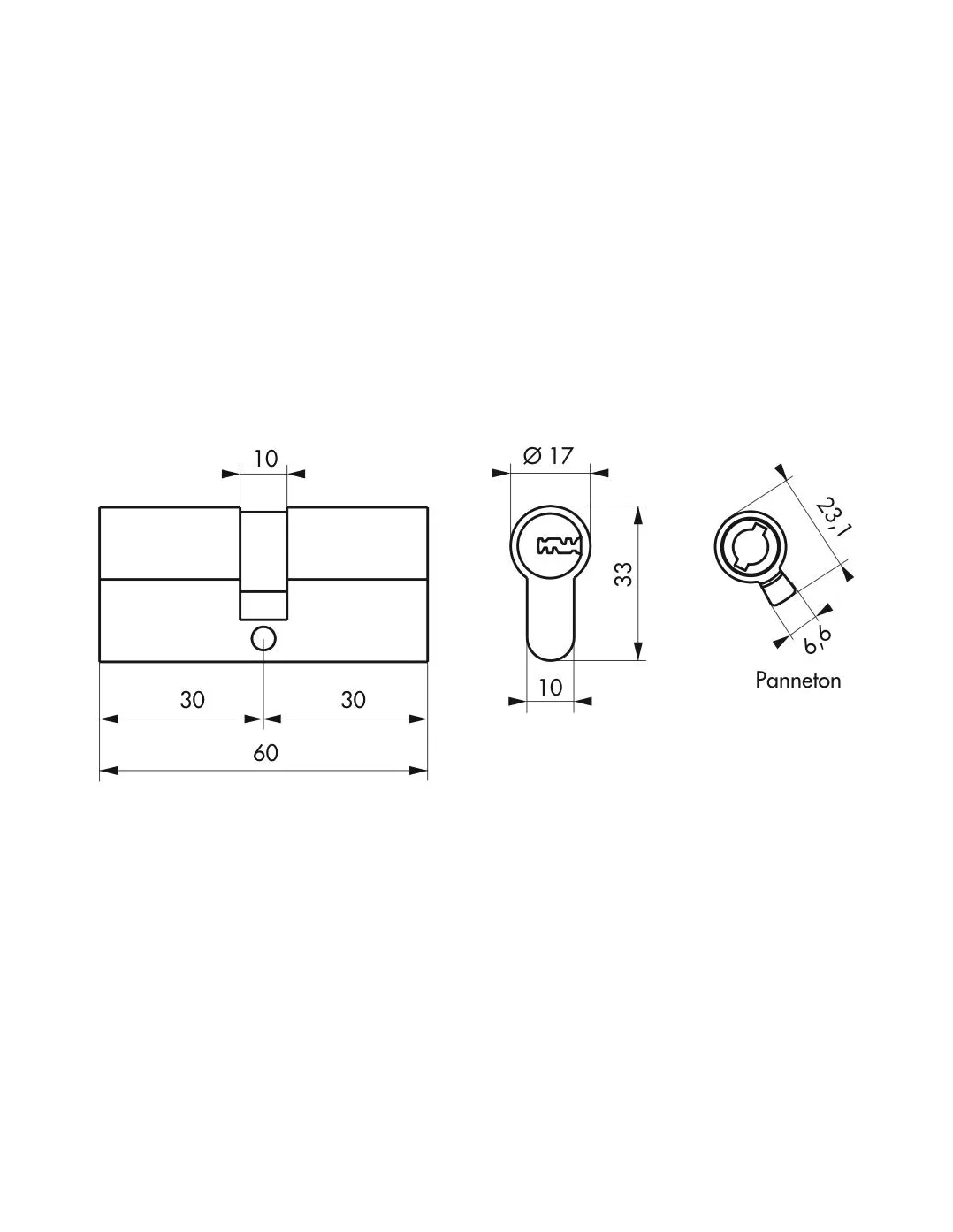 THIRARD - Cilindro di Serratura Doppia Entrata Transit 2 - Ottone - Uso Interno ed Esterno - 8 Perni - Anti-Strappo, Anti-Trapano, Anti-Scasso, Anti-Snap - 30 x 30 mm - Grigio