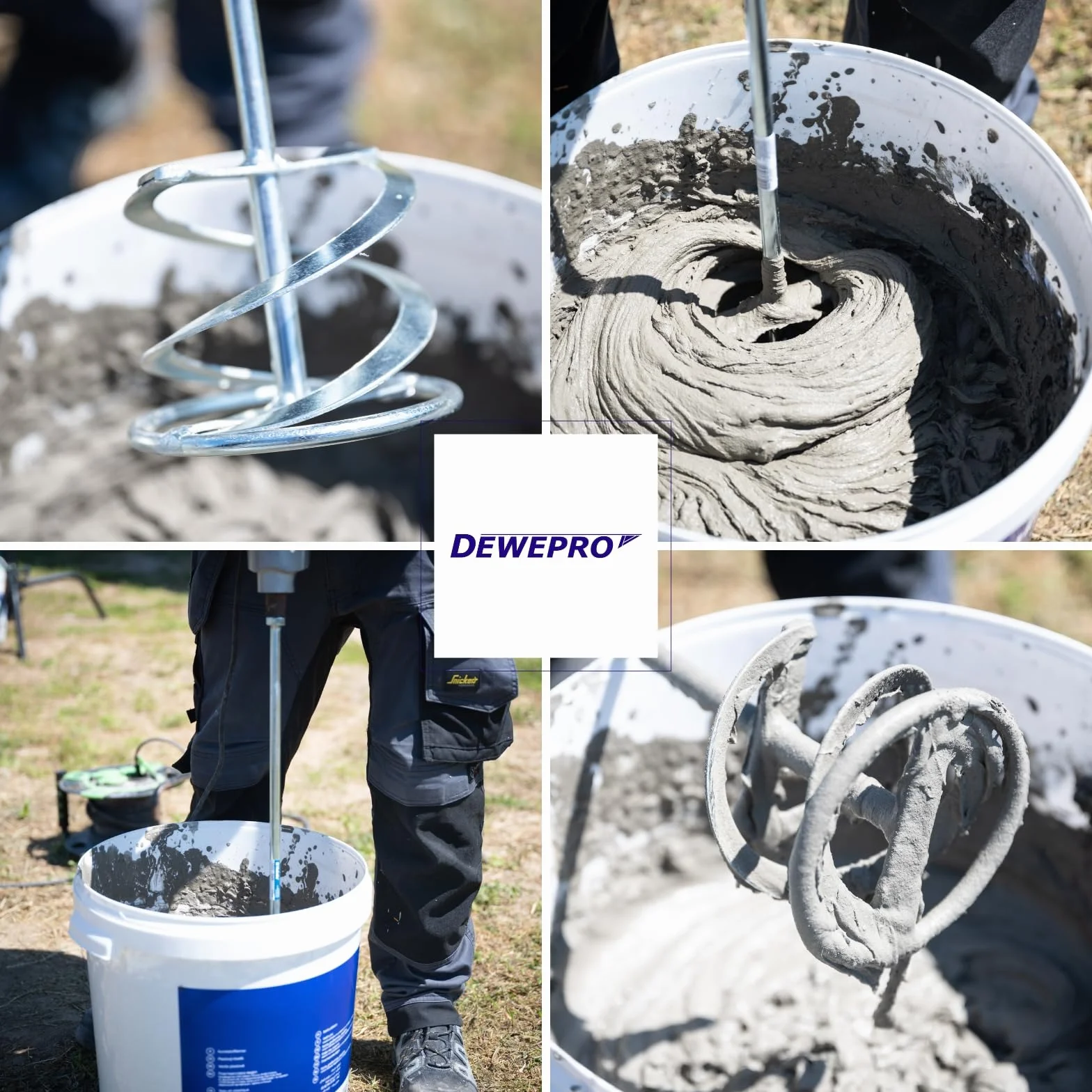 DEWEPRO® Miscelatore a spirale M14 130 mm 600 mm Asta di agitazione doppia spirale zincata