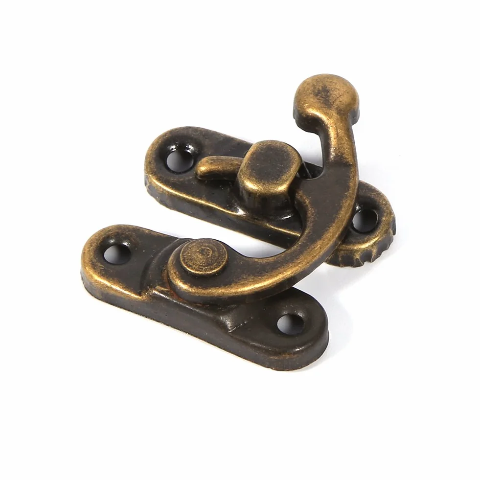 Portagioie Latch Hasp 12X Antique Sinistra/Destra Gancio a Scatto Chiusura Corno Cassetto Cerniera Armadietto con Viti (right-Bronze)