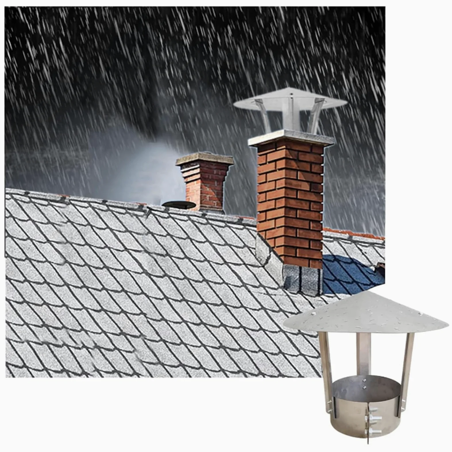 Comignolo in acciaio zincato | Diametro 8-30 cm, altezza 20-50 cm: for stufe, caminetti, canne fumarie, tubi di forni.