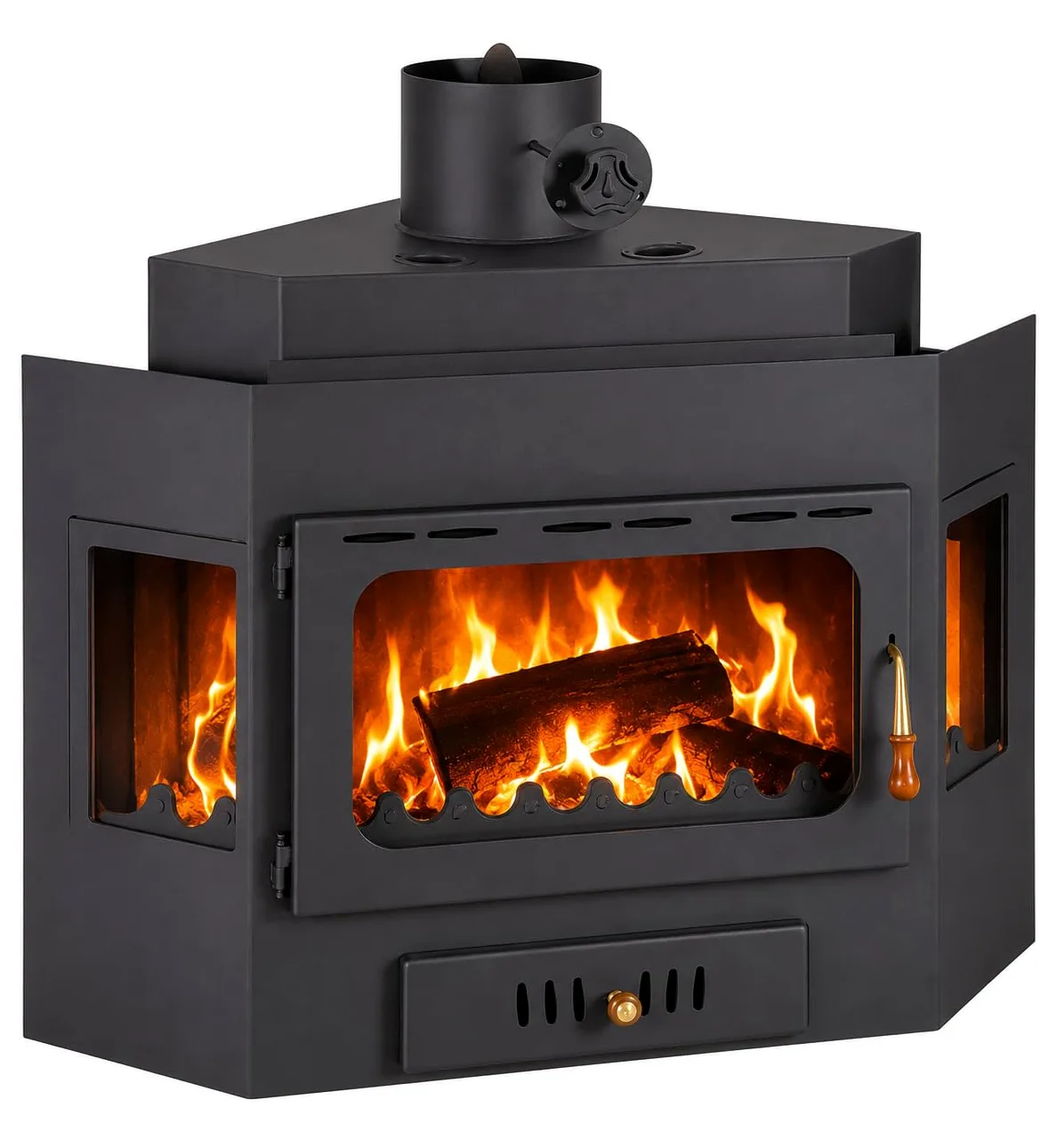 Inserto per camino Prity A, 14,2 kW, inserto per stufa a legna A+, tubo fumo, diametro 200 mm, ampio focolare | alta efficienza
