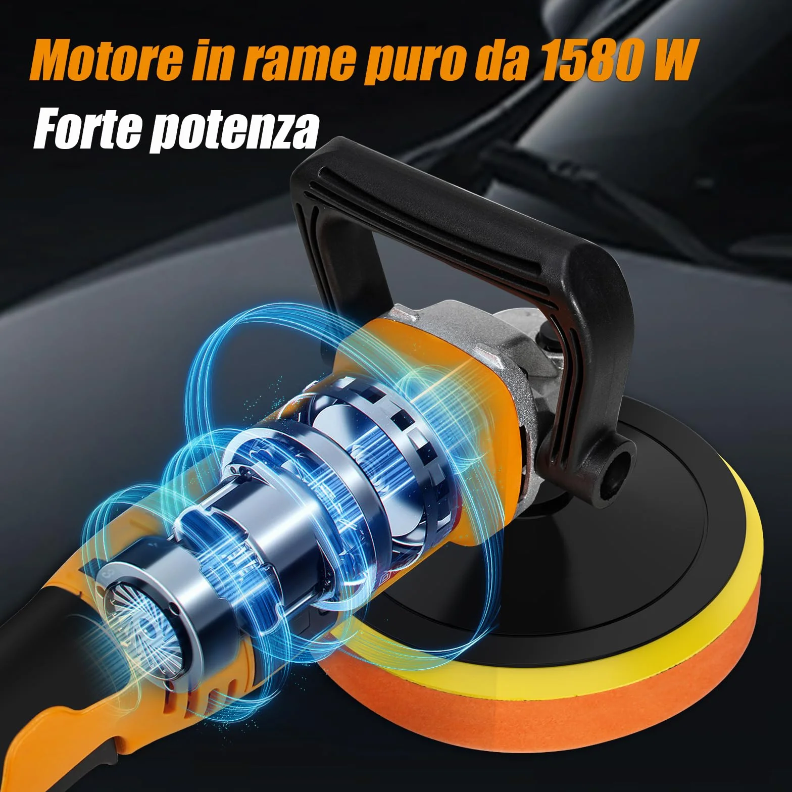 HYCHIKA Lucidatrice Auto 1580W, Controllo Variabile 6 Velocità, Motore Rame Puro, 180 mm