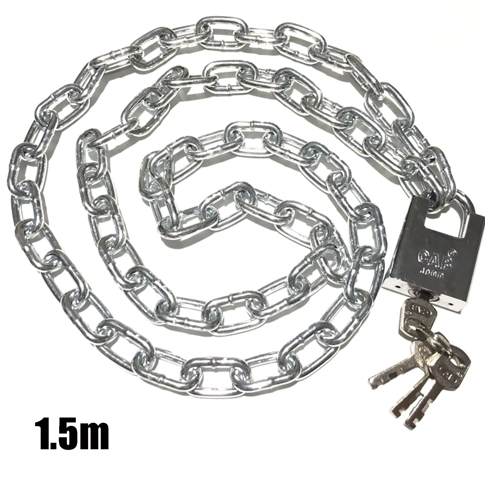 Lucchetto a catena for bicicletta, lunghezza 0,5 m-5 m antifurto di sicurezza in acciaio, anti-taglio e anti-scasso(1.5m)