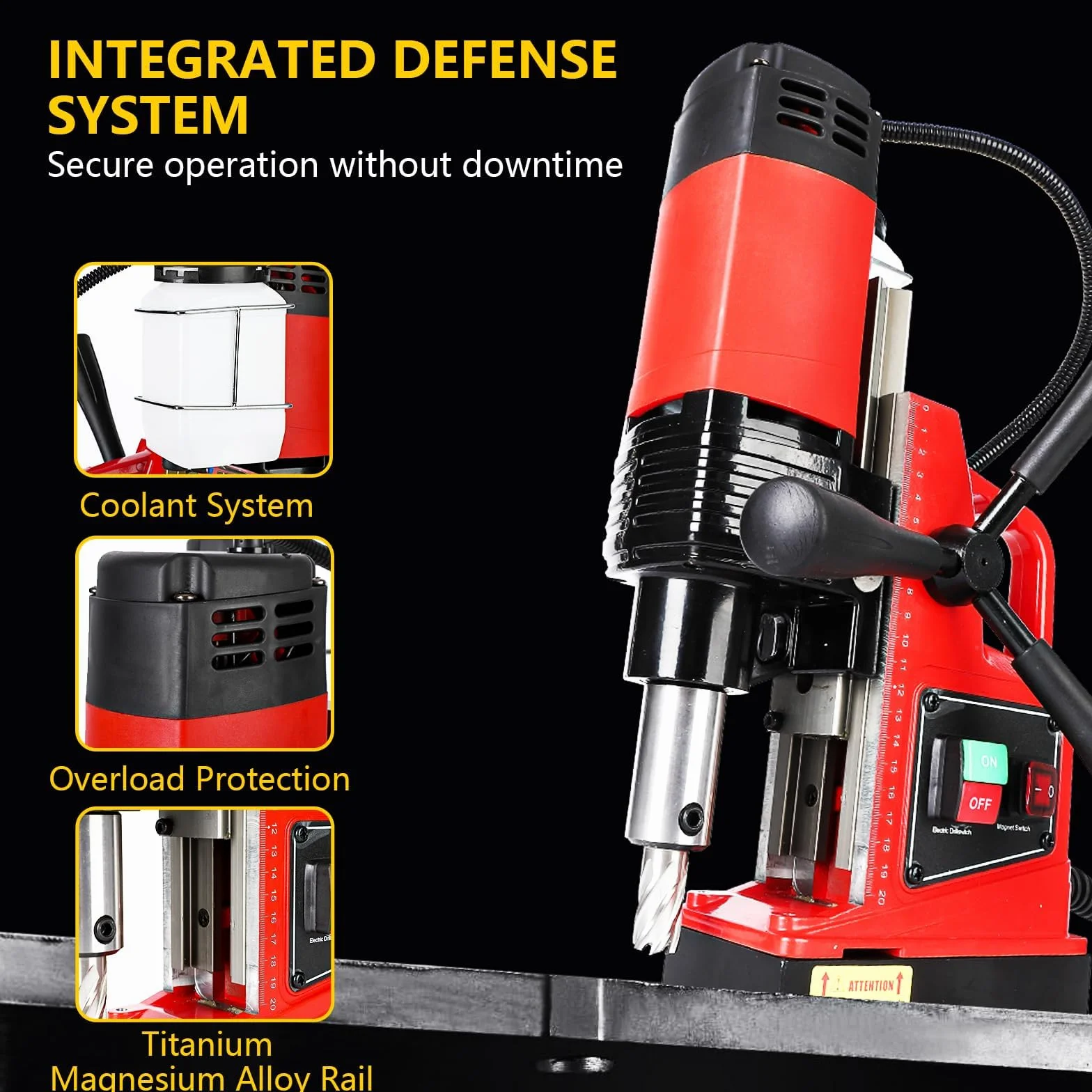 Trapano Magnetico 1300 W 1,57" Diametro 810 Giri/Min Portatile per Metallo Legno Edilizia