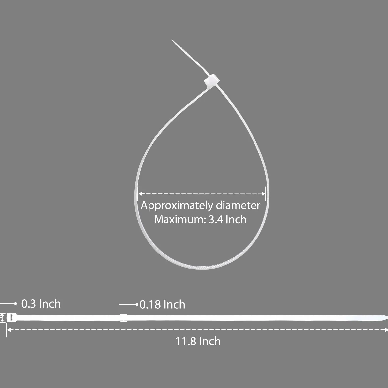 Cehony - Fascette per cavi da 30,5 cm, confezione da 1500 pezzi, colore bianco, 300 mm x 4,5 mm, resistenti alla trazione, 22,7 kg, in nylon e plastica trasparente, per esterni, multiuso