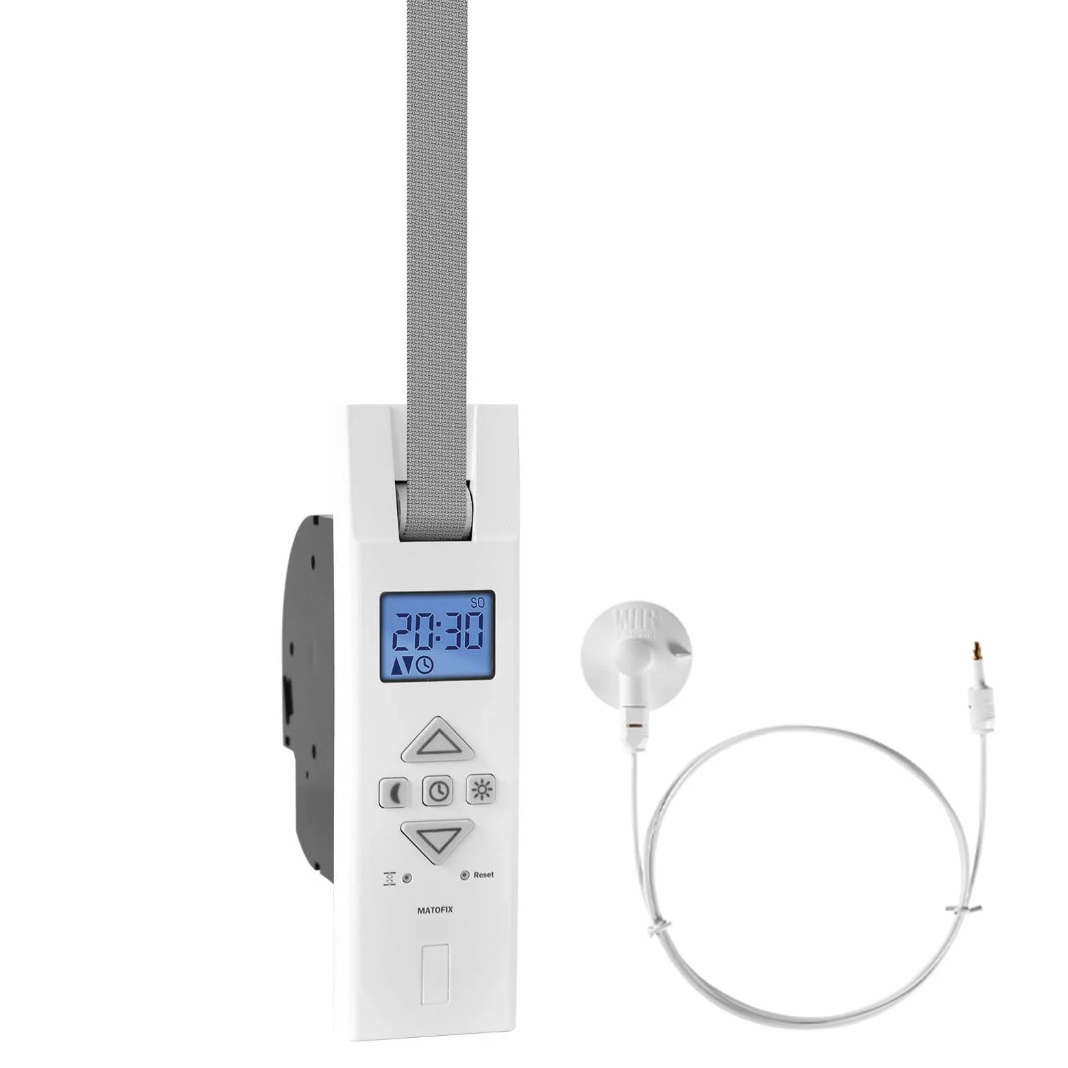 ATTAS MATOFIX PRO + sensore solare avvolgitore elettrico cinghia fino a 45 kg23 mm, a incasso, azionamento universale per tapparelle con display, tempi di guida regolabili (1)