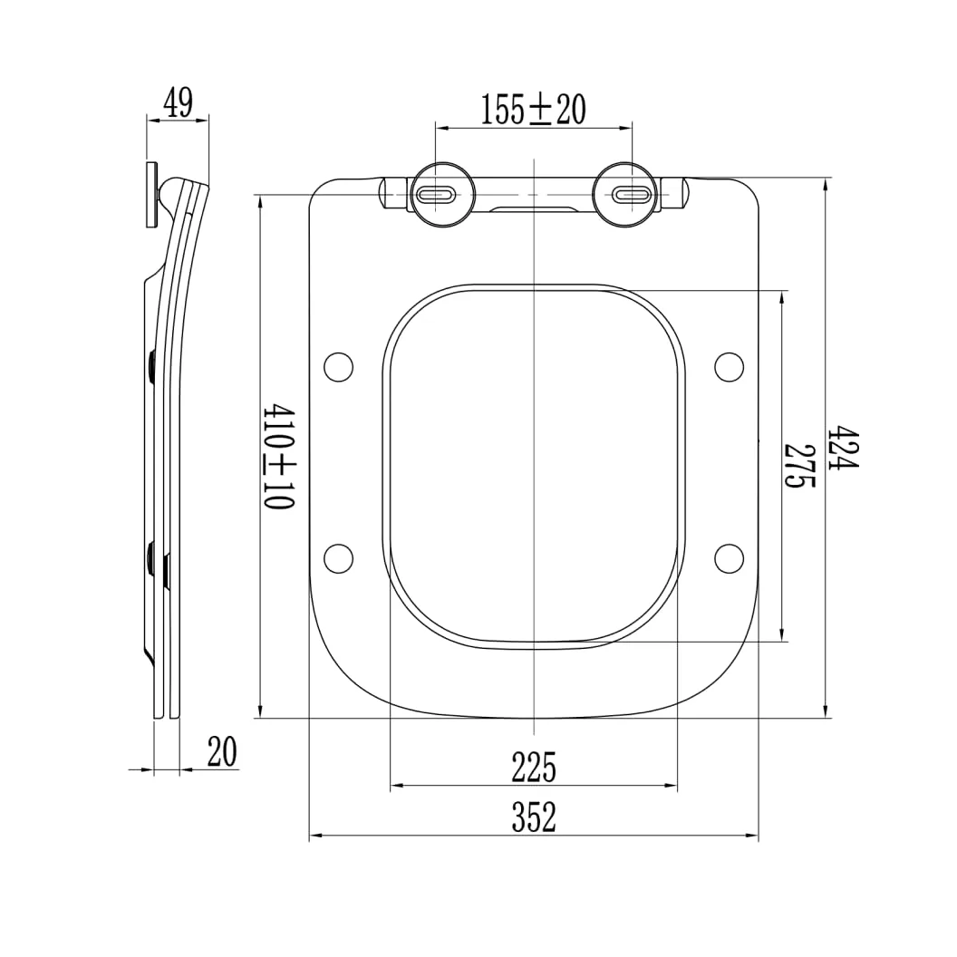 Kiamami Valentina - Copriwater quadrato in termoindurente slim con chiusura rallentata