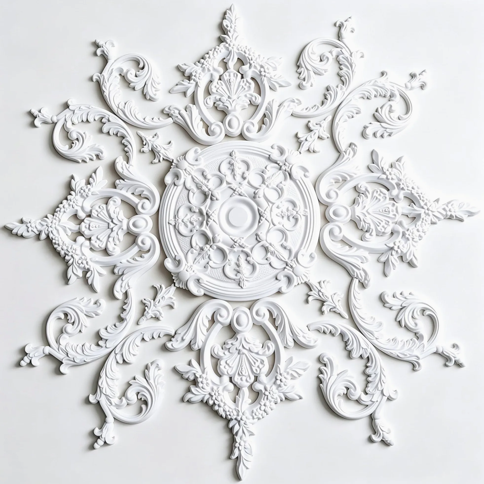 124cm Rosone Lampadario Soffitto Bianco Polistirolo Decorativo | Medaglione del Ventilatore Rotonda Moderno per Pareti Portalampada