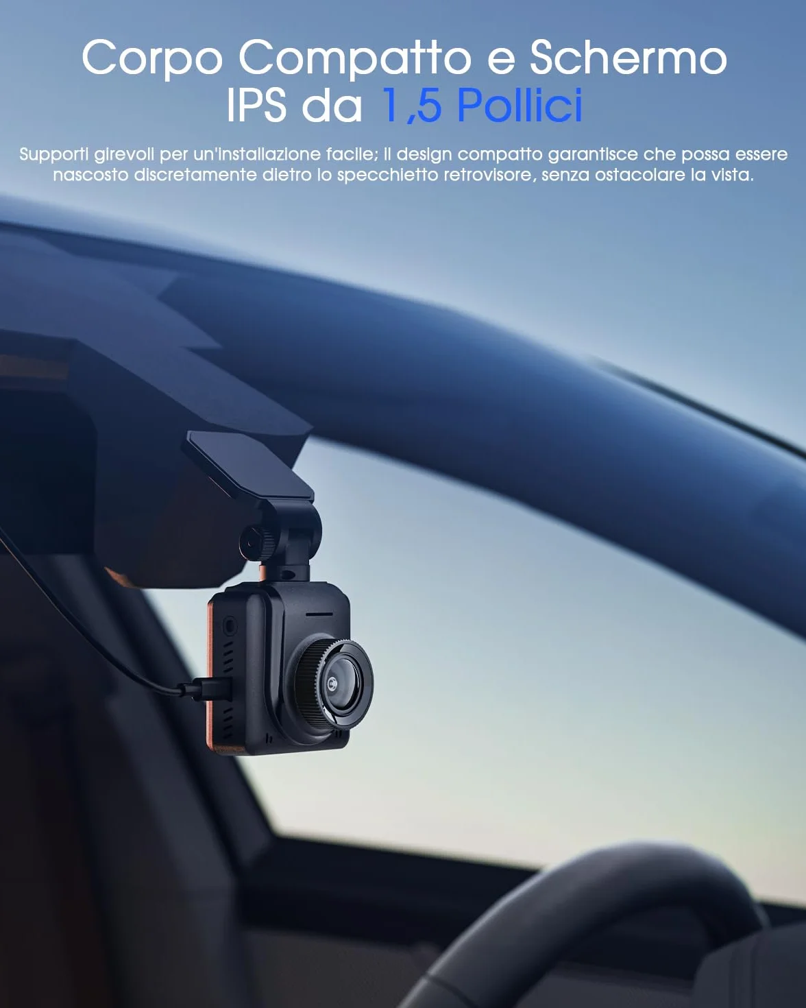 Avylet 2K Dash Cam Wi-Fi Con Scheda 64GB, Mini Telecamera per Auto 1440P con APP, Dashcam Auto GPS Esterno, WDR, Visione Notturna, 24H Monitor di Parcheggio, Rilevamento di Movimento, G-Sensor