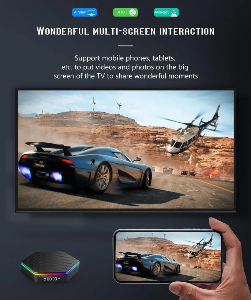 CHROX Box T95Z Plus Android 12.0, H618 2.0Ghz 64-Bit Quad-Core Cortex-A55 Mali-G310 GPU Supporto 2.4/5.0Ghz WIFI6 BT5.0 100M Ethernet 8K 1080P HDR10+ HDMI 2.1 H.265,4gb+32gb