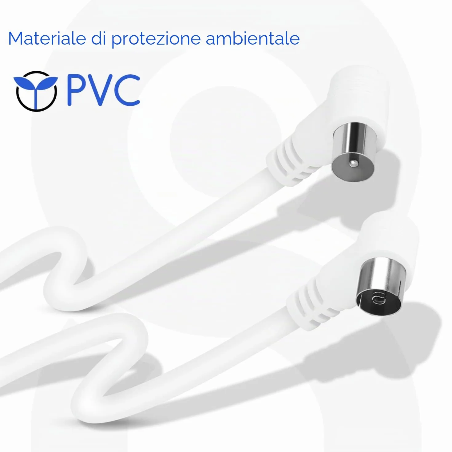 Aigostar - Cavo coassiale per antenna, cavo TV Full HD, angolo 90 gradi, supporta DVB-T, DVB-S, DVB-C, DVB-S2 e HDTV, per TV e radio, bianco, 3 m