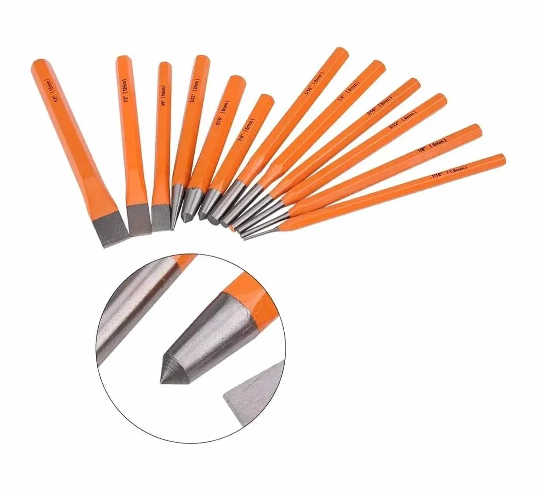 Set 12 scalpelli punteruoli punzoni conici cacciaspine cacciachiodi