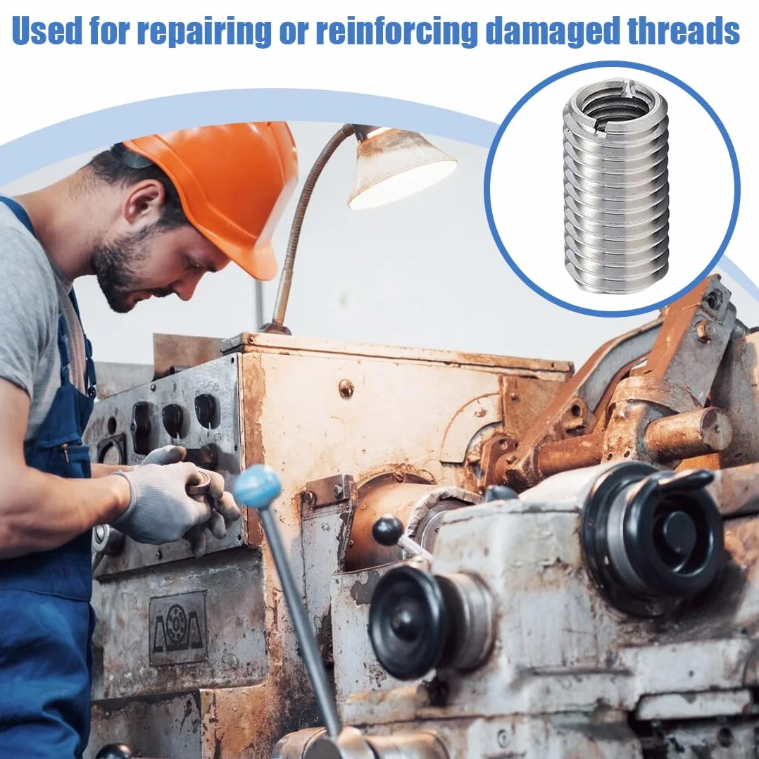 IKOPFLN 12 Pezzi Inserto Filettato, Interno M6 Esterno M8 Lungo 10mm Boccola Filettata, Inserti filettati, Boccole Filettate per Metallo per Automotive Turbina A Vapore Attrezzature Meccaniche