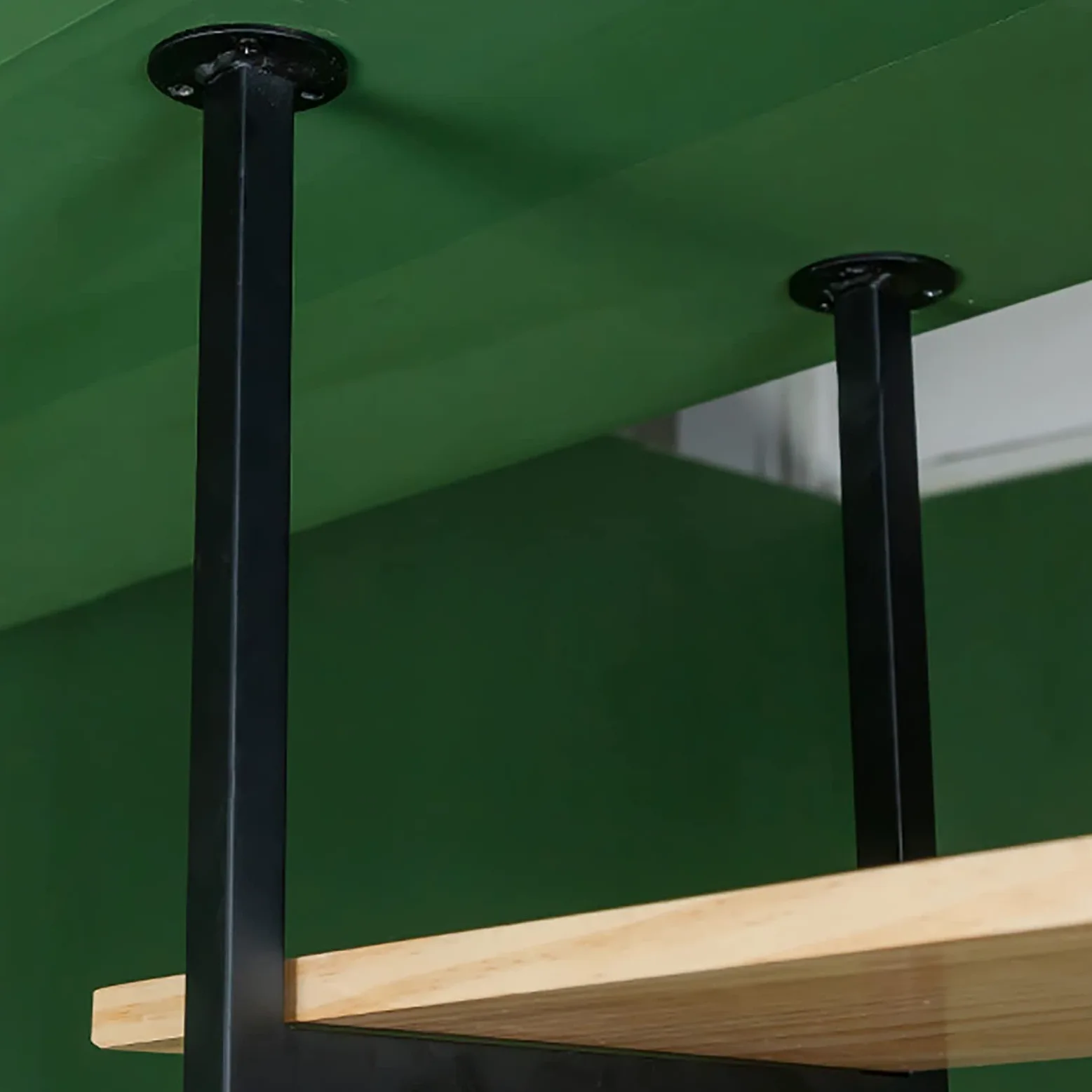 Mensole galleggianti da parete con staffe a soffitto a 2 strati, facili da installare, scaffale decorativo per bar e ristorante, nero (80 x 30 x 60 cm)