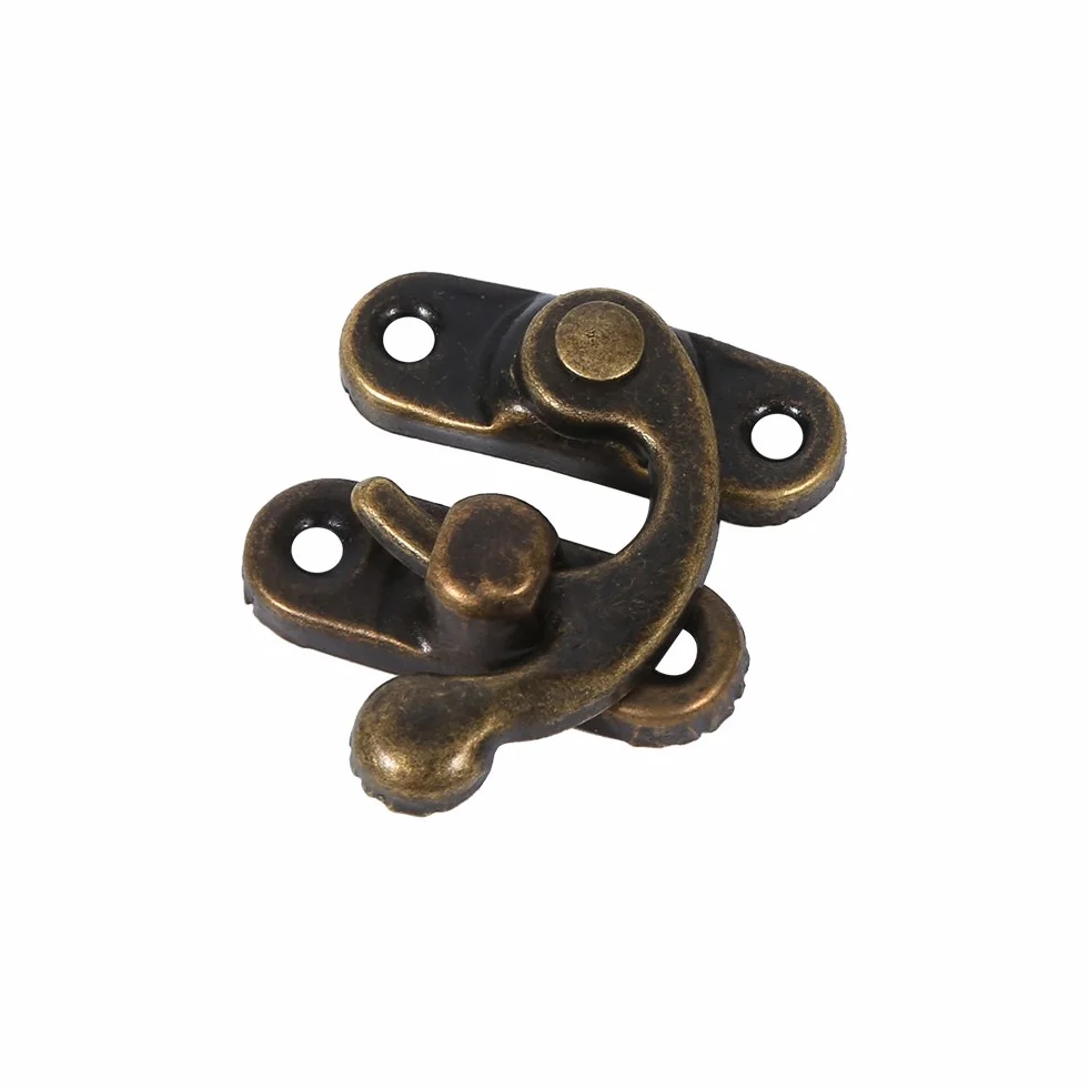 Portagioie Latch Hasp 12X Antique Sinistra/Destra Gancio a Scatto Chiusura Corno Cassetto Cerniera Armadietto con Viti (right-Bronze)