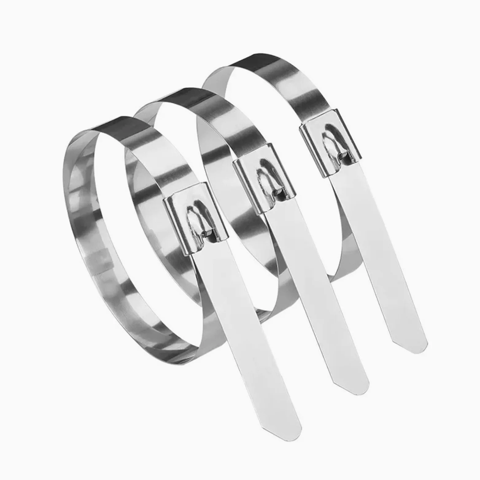 Fascette per cavi in ​​acciaio inossidabile 304 da 100 pezzi, fascette per cavi in ​​metallo rivestito autobloccanti con sfera da 10 mm/12 mm, multiuso per l'avvolgimento dello scarico(10MM-300mm)
