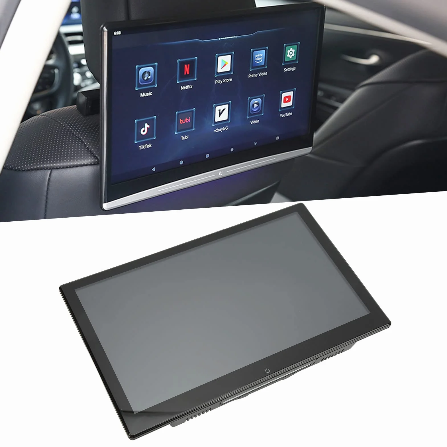 Monitor per Poggiatesta per Auto, Touch Screen 4K 1080P da 13,3 Pollici 2 + 16G Cuscino per Sedile Posteriore Lettore Multimediale Lettore Video per Sedile Posteriore per Auto per
