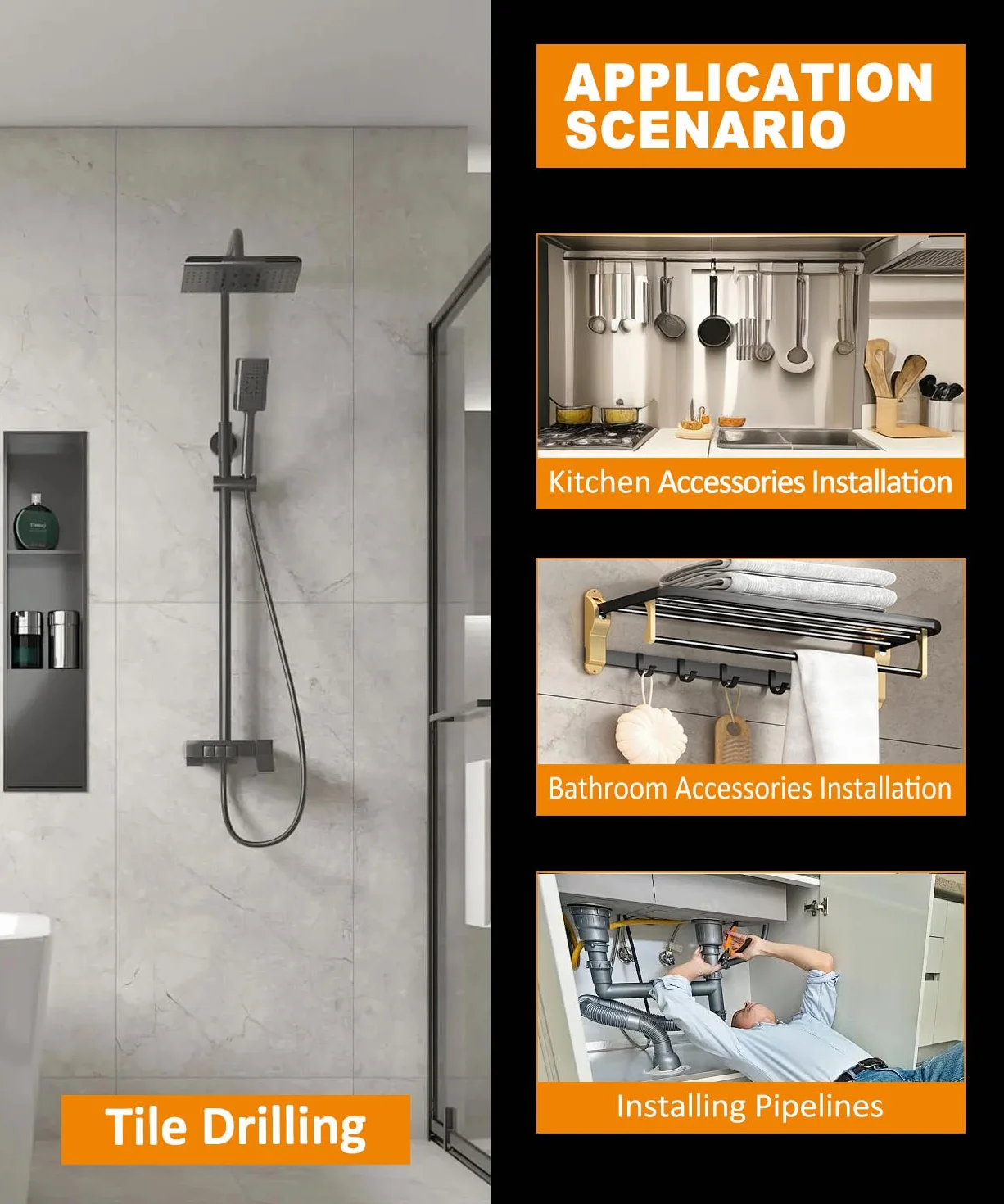 BGTEC Set di Punte Diamantate a Secco 6 mm per Seghe a Tazza per Marmo Granito Cemento