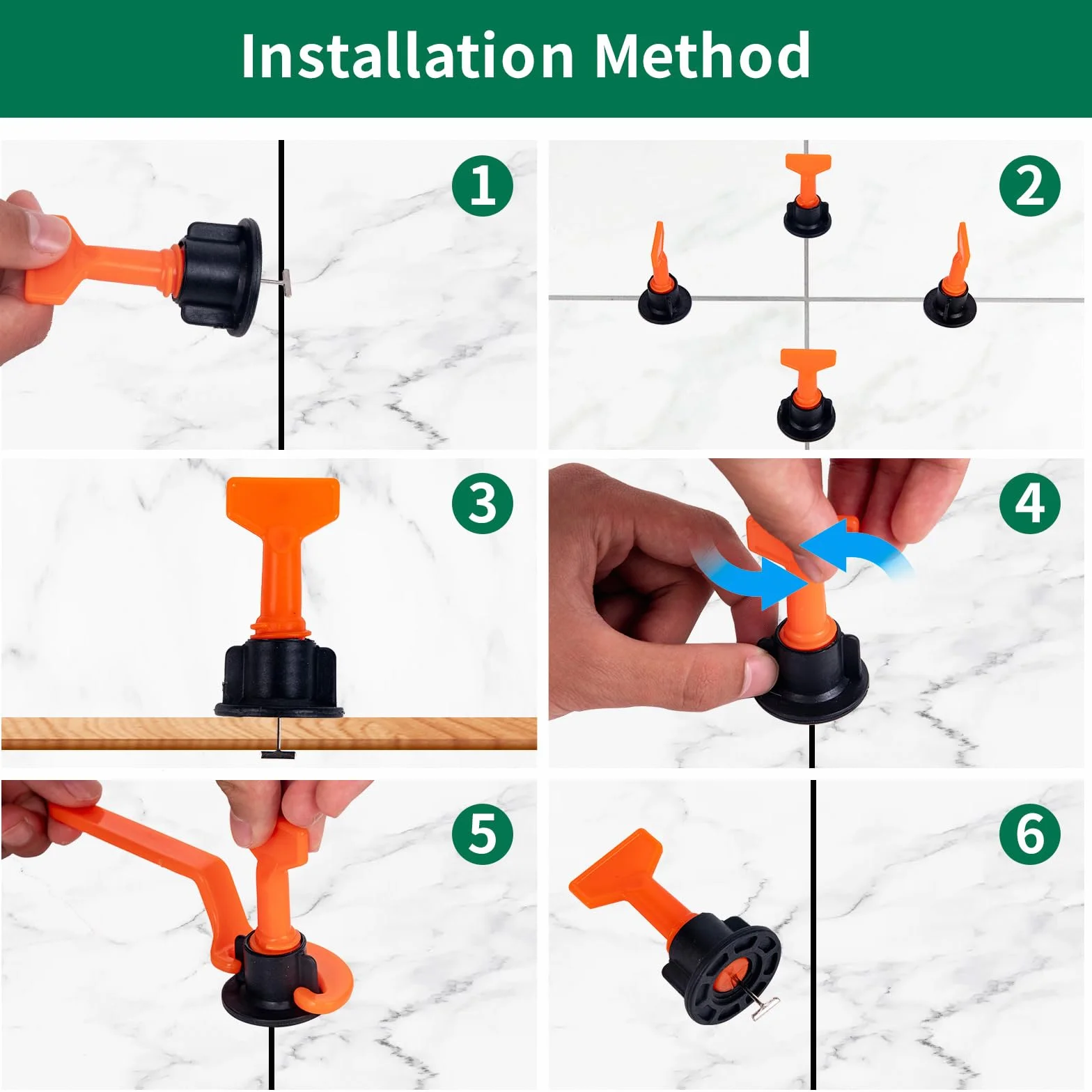 Livellatore per Piastrelle 100 Pezzi + 200 Distanziatori 2mm + Chiave Inglese, Sistema di Livellamento