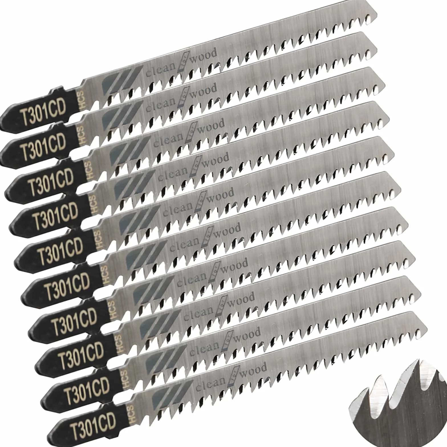 CESFONJER 10 Pcs HCS - T301CD Lama per Seghetto Alternativo, Set di Lame per Seghetto Alternativo per Legno Duro e Materiali Legnosi Abrasivi